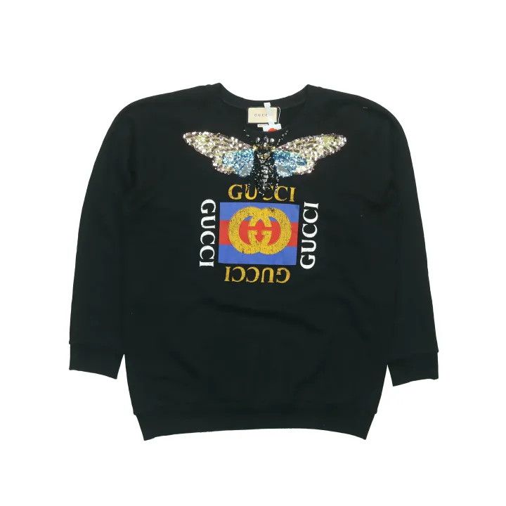 Gucci Gucci Butterfly Logo Black Sweatshirt Size US XXS / EU 40 - 1 Thumbnail