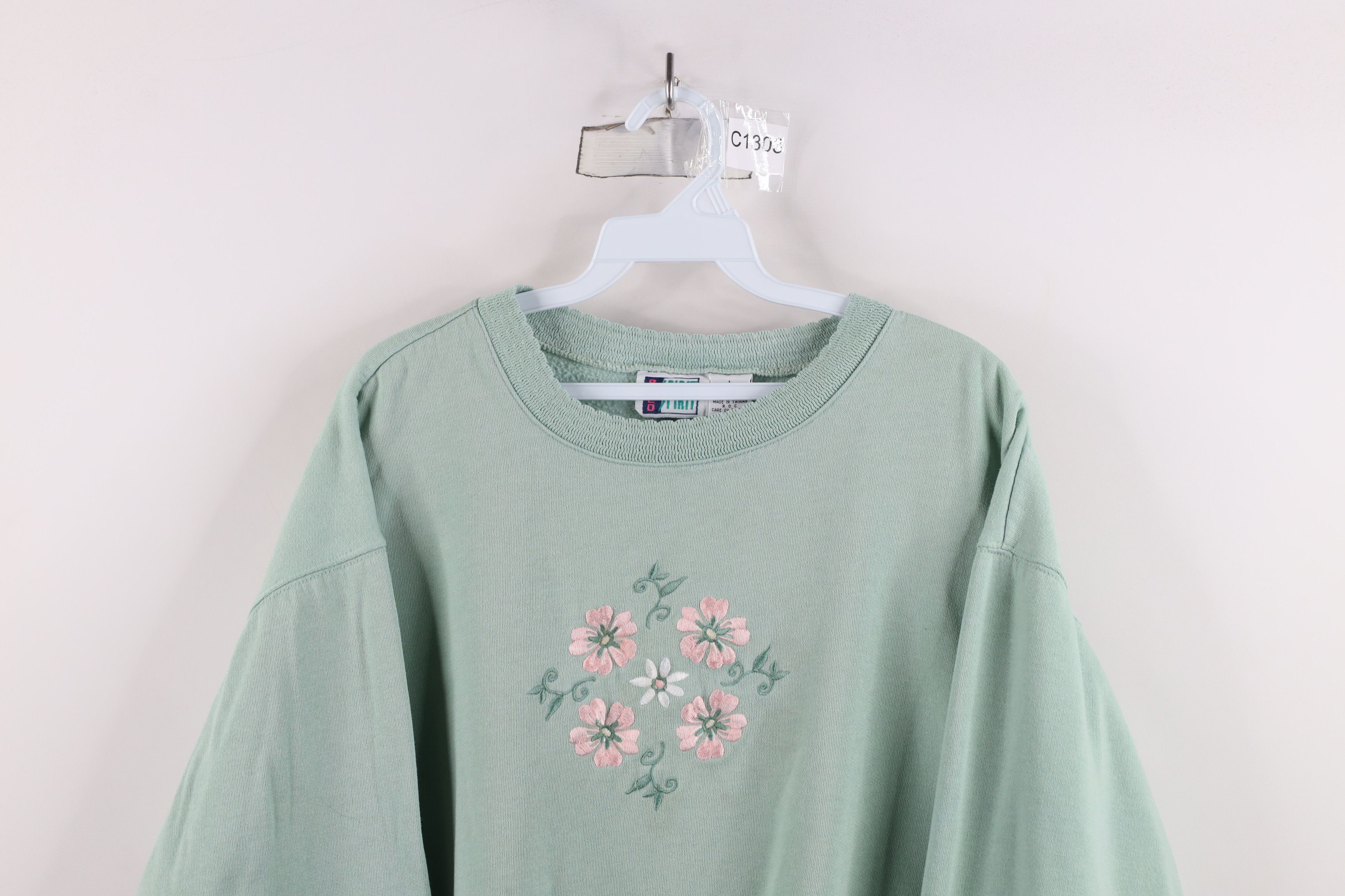 Vintage Vintage 90s Streetwear Nature Flower Floral Sweatshirt Green Size L / US 10 / IT 46 - 2 Thumbnail
