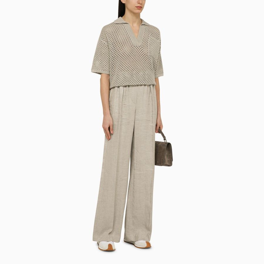 Brunello Cucinelli o1d2blof0824 Cotton Polo Shirt in Beige Size S / US 4 / IT 40 - 2 Thumbnail