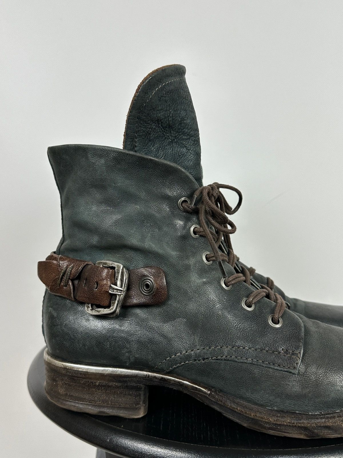 A.S.98 A.S.98. Airstep Navy Green Leather Biker Ankle Boots Size US 10 / IT 40 - 15 Thumbnail