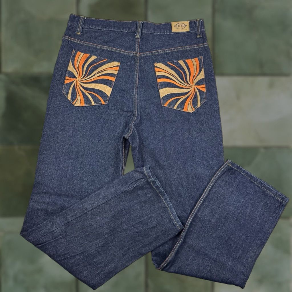 Vintage VINTAGE Zeep Jeans Men Adult 36x34 Baggy Hip Hop Embroidered Y2K Hipster Relaxed Jeans Blue 90s Grunge Straight Mens Size US 36 / EU 52 - 1 Thumbnail