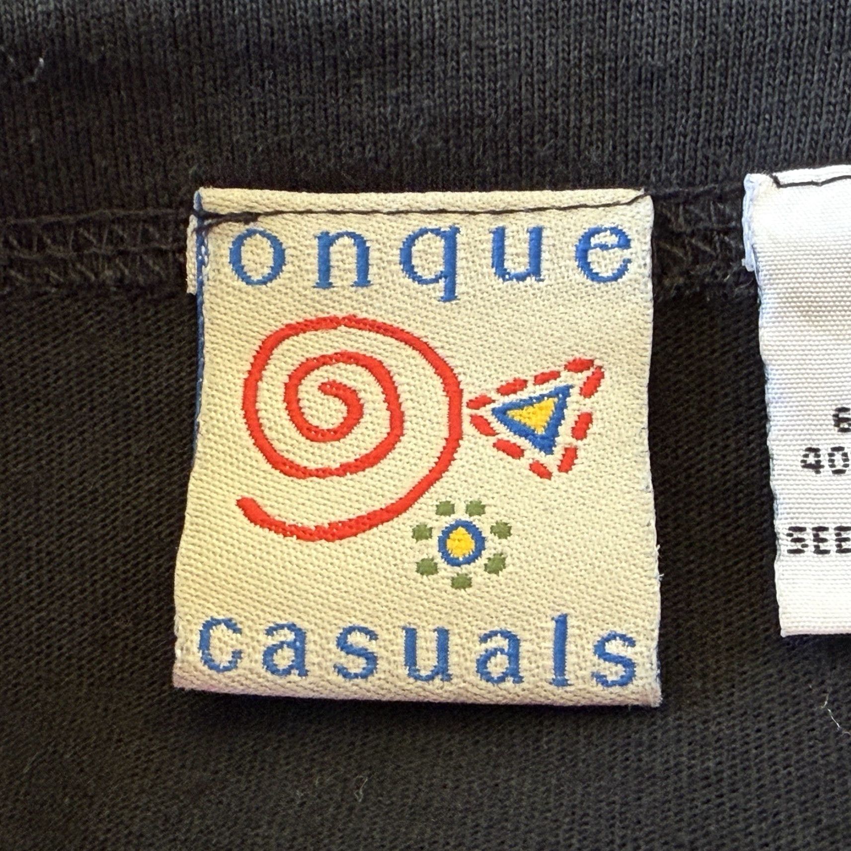 Vintage Onque Casuals Top Womens Sz Medium Black Embroidered Safari Monkeys Button Front 3/4 Sleeve Round Neck Cotton Blend - Could be worn open as a cardigan Size M / US 6-8 / IT 42-44 - 6 Thumbnail