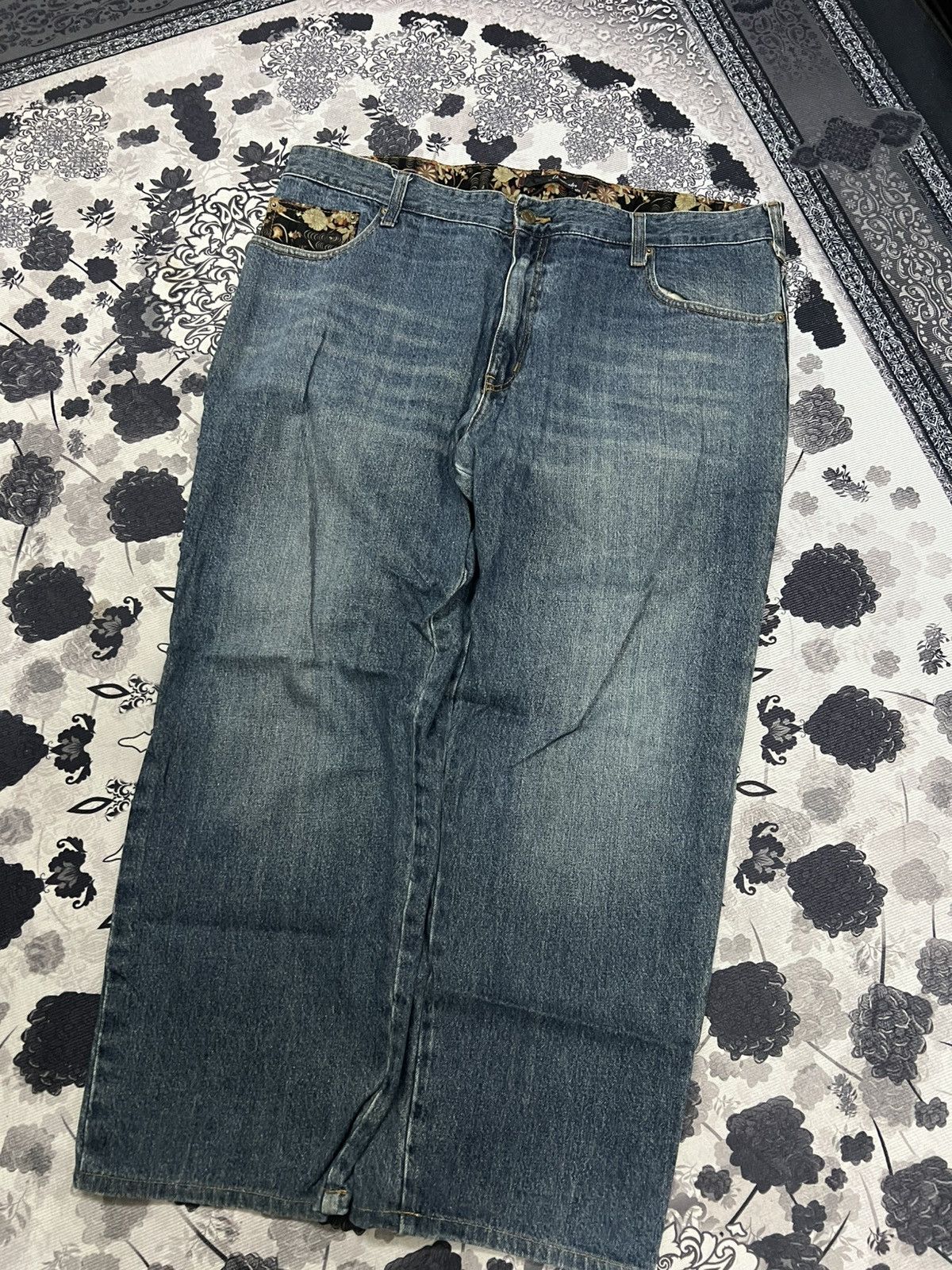 Karakuri Tamashii Vintage Karakurii Tamashi Koii Embroidery Baggy Jeans Size US 39 - 5 Thumbnail