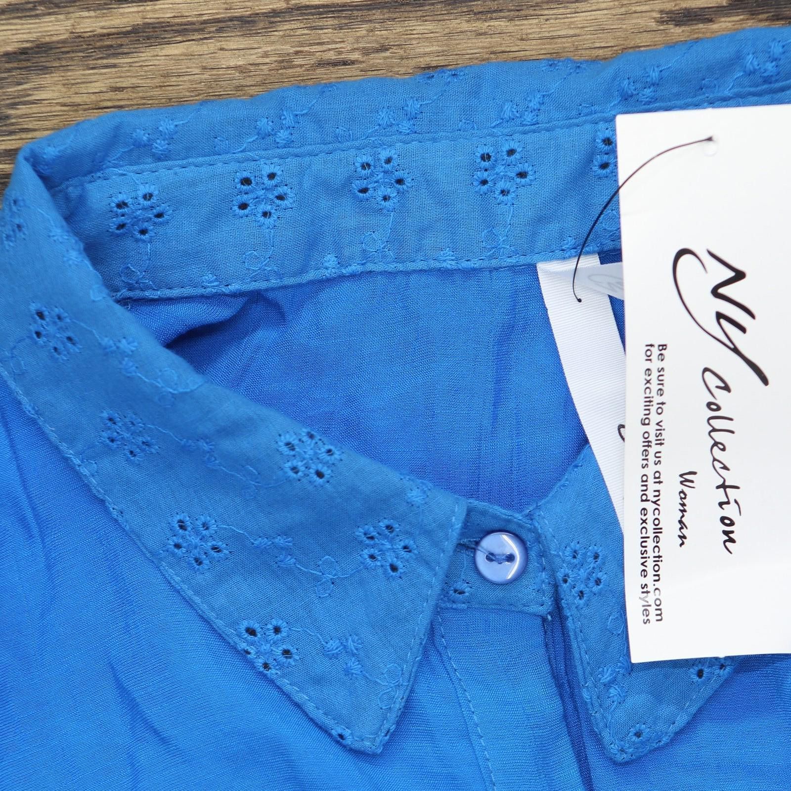 Other Ny Collection Short Extended Sleeve Blouse Wrju4719 Blue 3x Size 3XL / US 20-22 - 3 Thumbnail