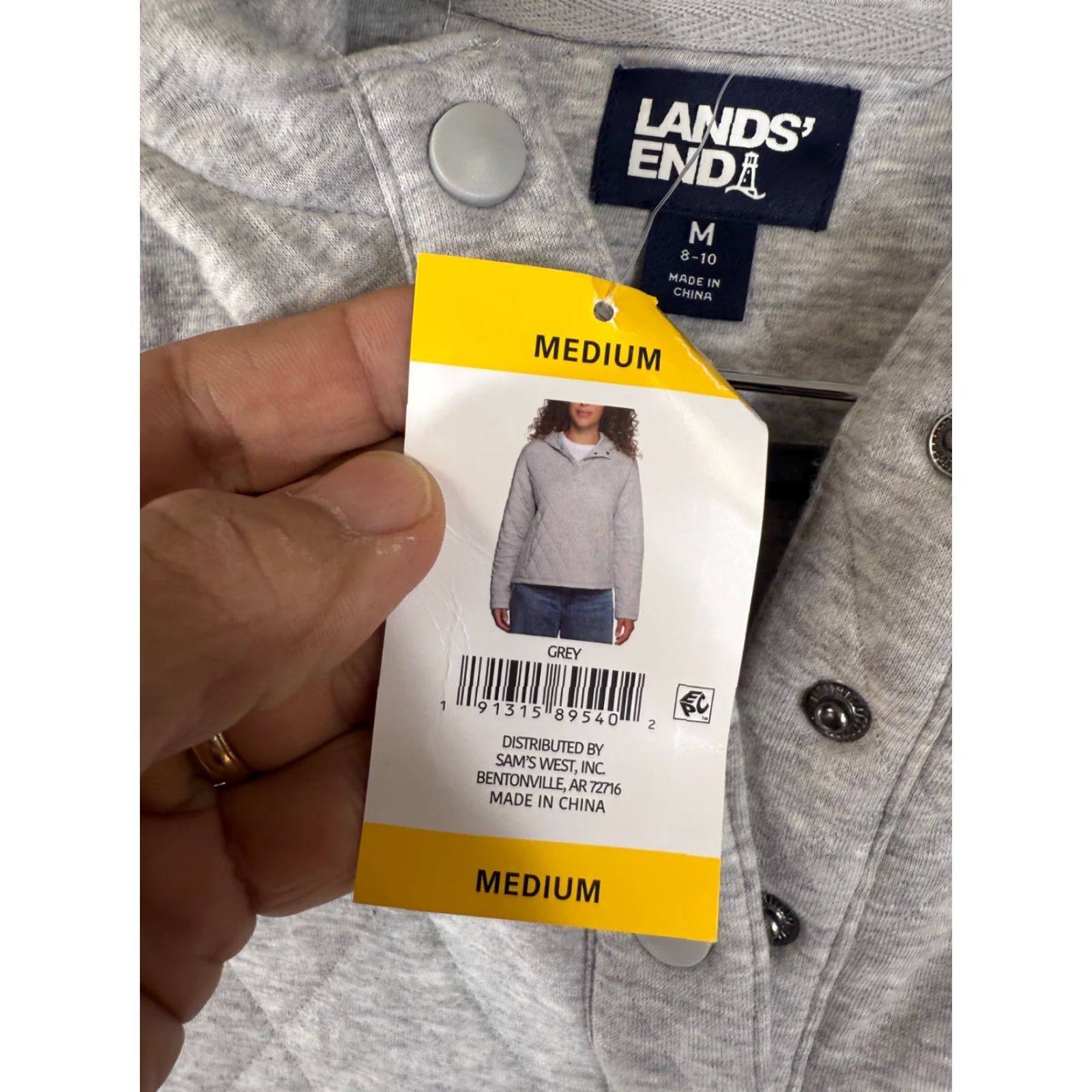 Lands' End Lands' End Quilted Pullover Hooded Sweatshirt Womens M(8-10) Grey Snap Front NWT Size M / US 6-8 / IT 42-44 - 6 Thumbnail