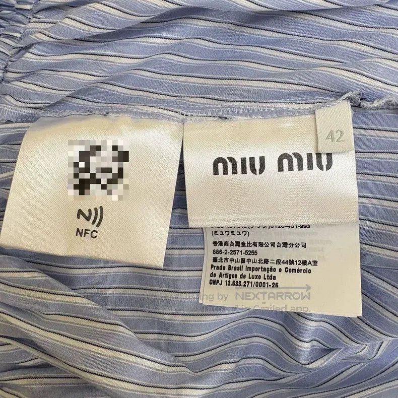 Miu Miu Miu Miu 42 Logo logo gold button striped light blue dress Size L / US 10 / IT 46 - 8 Thumbnail