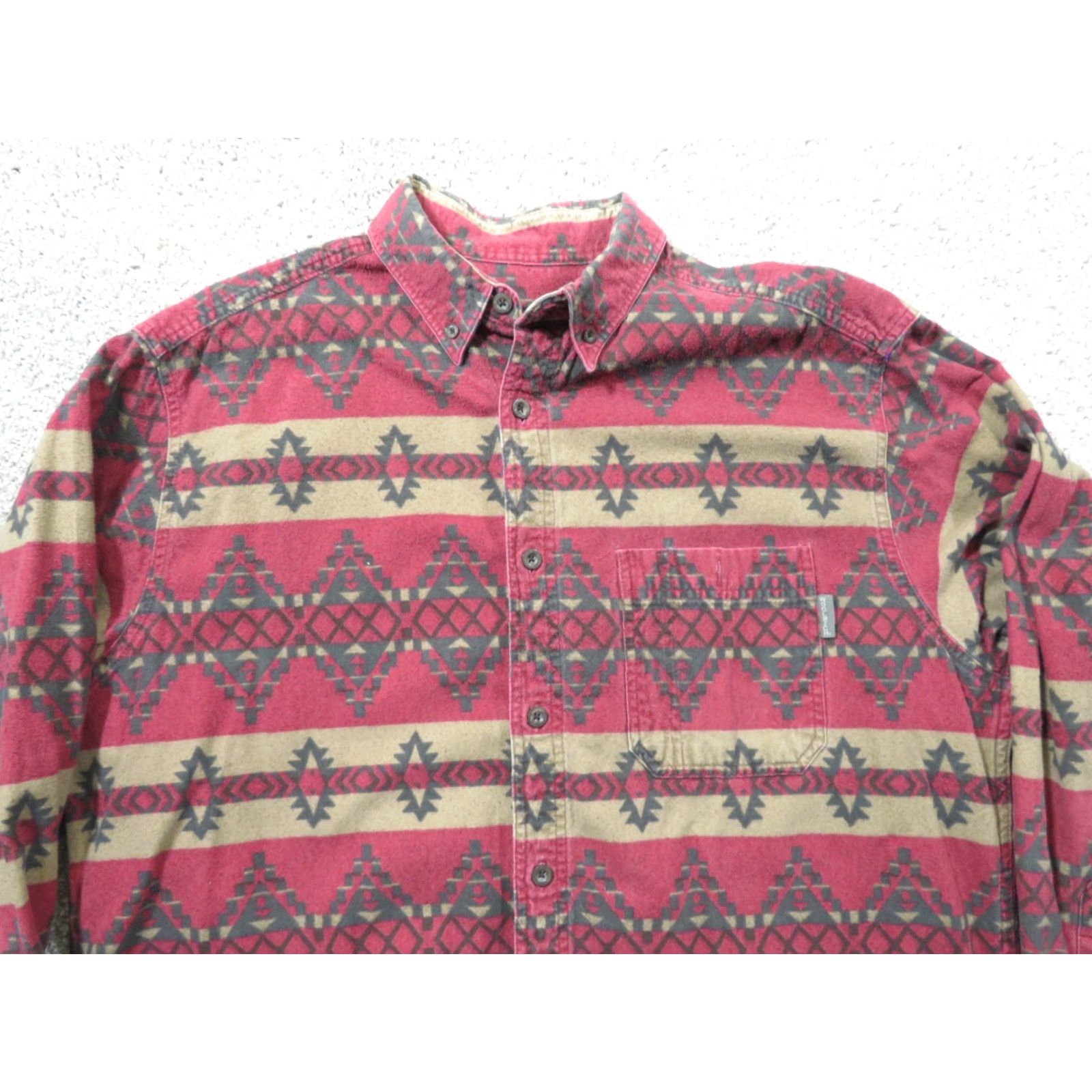 Vintage VINTAGE Woolrich Shirt Mens XL Flannel Southwestern Aztec All over Print Red Tan Button-Up Collared Long Sleeve Casual Regular Size US XL / EU 56 / 4 - 3 Thumbnail