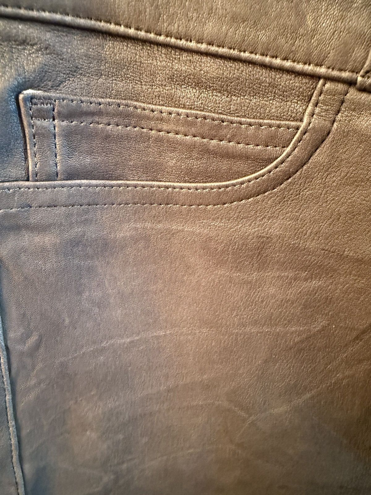 Paige PAIGE Genuine Leather Men's Pants Dark Gray, Textured Finish Size US 32 / EU 48 - 13 Thumbnail