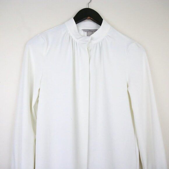 H&M H&M Stand-up Collar White Long Sleeve Blouse Size XS Size XS / US 0-2 / IT 36-38 - 2 Thumbnail