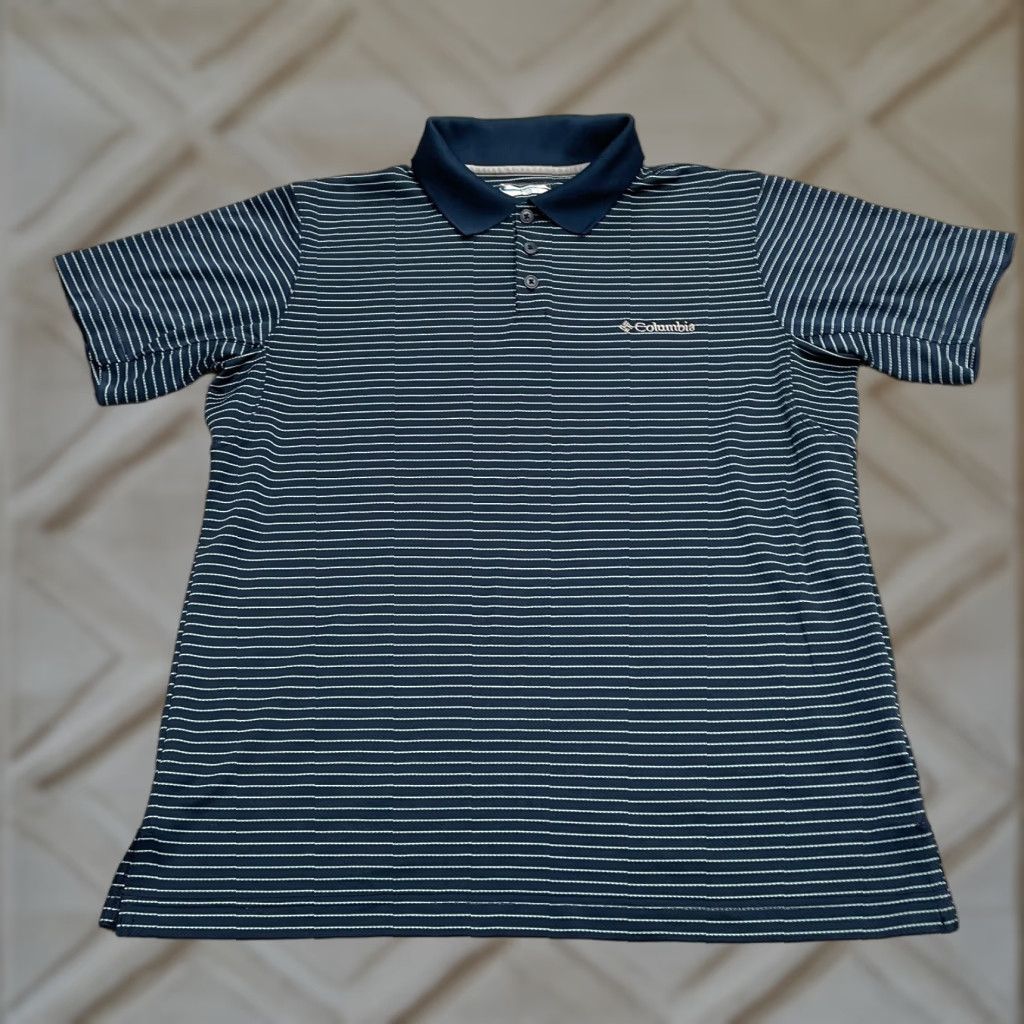 Vintage Columbia Polo Shirt Mens Medium Blue Striped Short Sleeve Polo Shirt Outdoor Casual Shirt Size US M / EU 48-50 / 2 - 1 Thumbnail