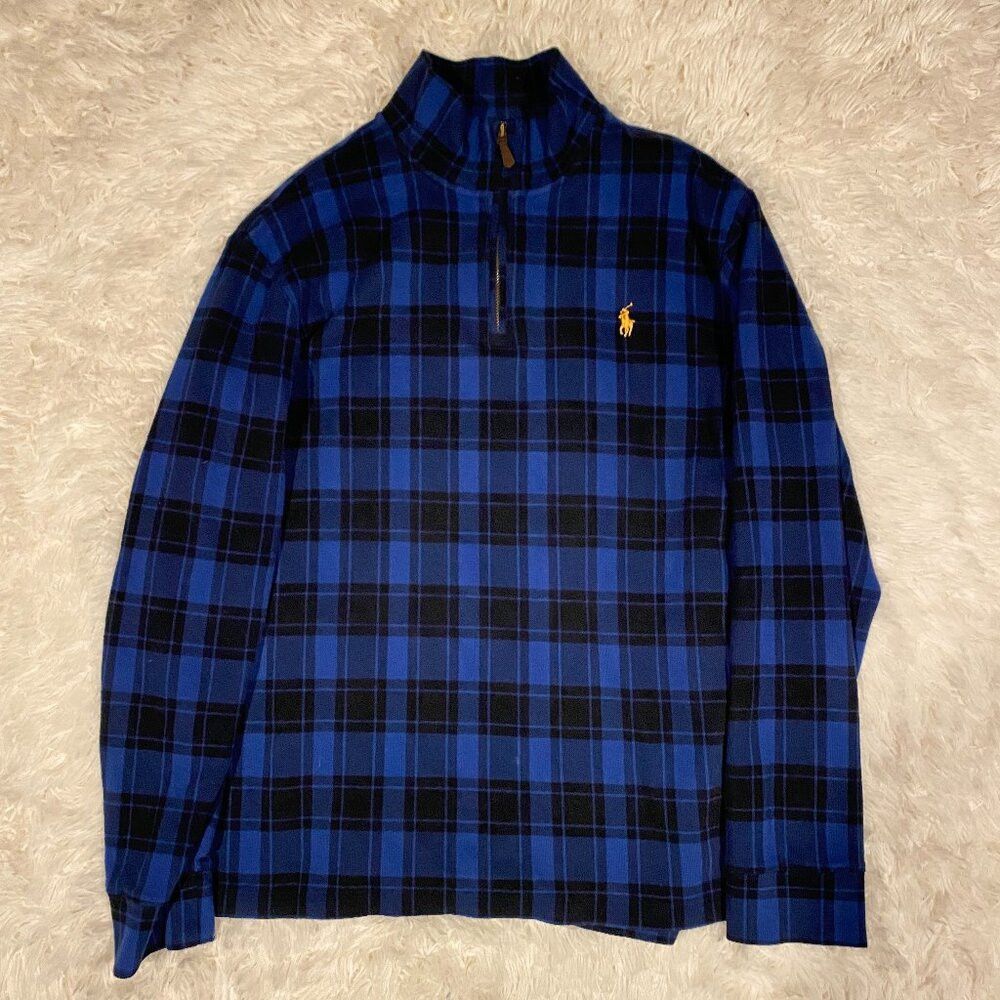 Polo Ralph Lauren Ralph Lauren Plaid Estate Rib Quarter Zip Pullover Blue Fla Size US L / EU 52-54 / 3 - 2 Thumbnail