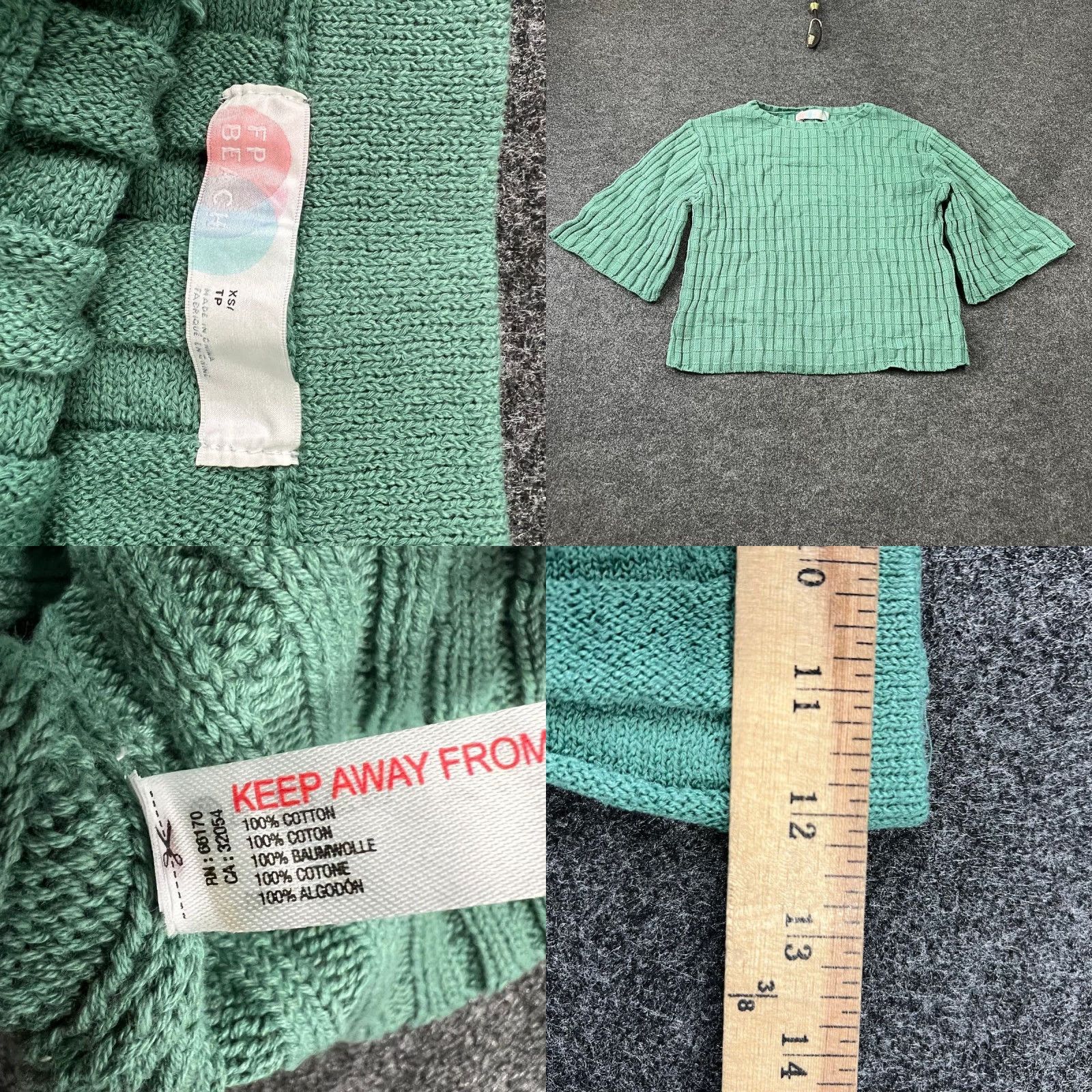 FREE PEOPLE Kenzie Sweater Set Women's XS Shirt Adult XS Frosty Spruce Green 198215923037 Mens? Womens