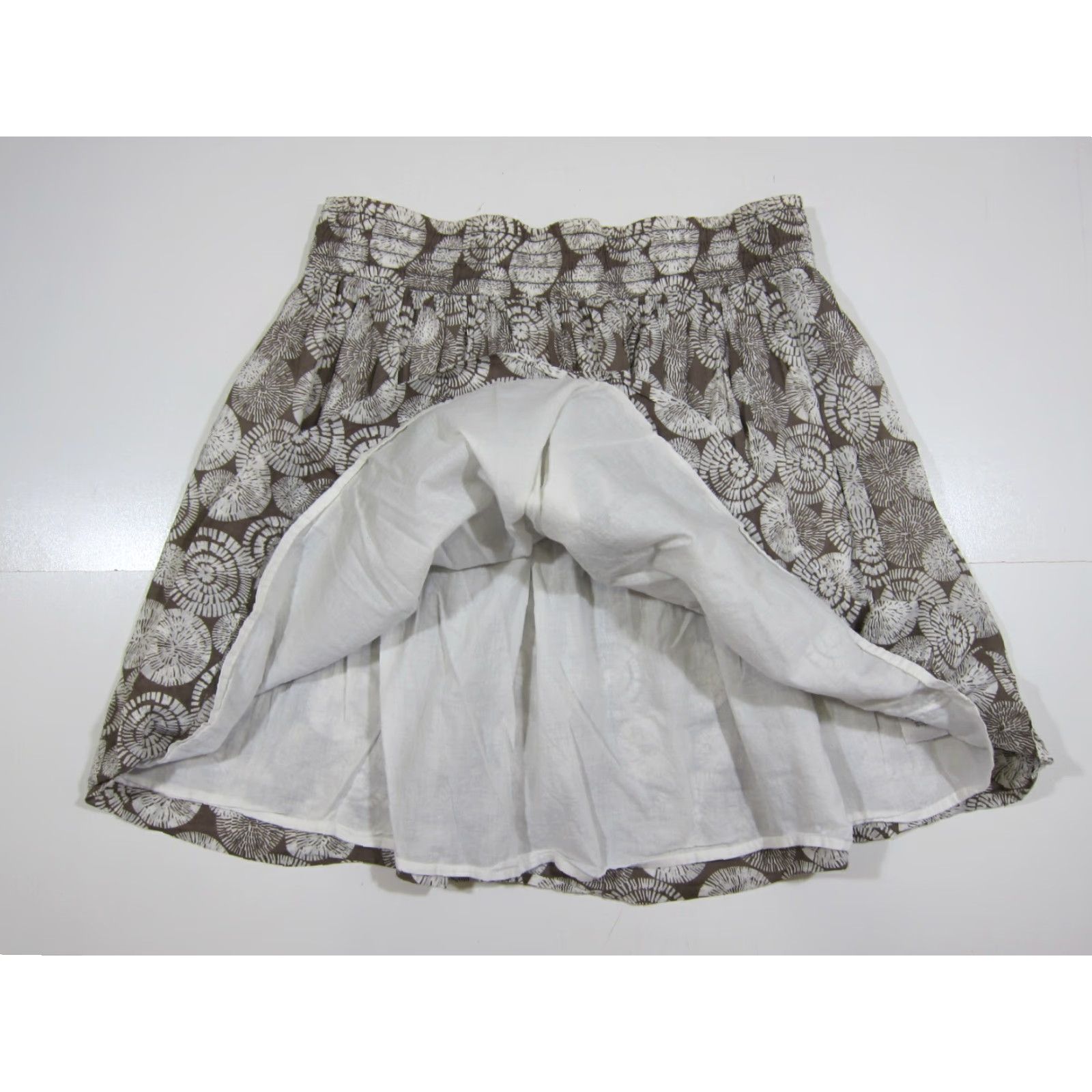 Banana Republic Banana Republic 100% Cotton Geometric Brown White Women Size 8 Pleated Flowy Skirt Size 30" / US 8 / IT 44 - 6 Thumbnail