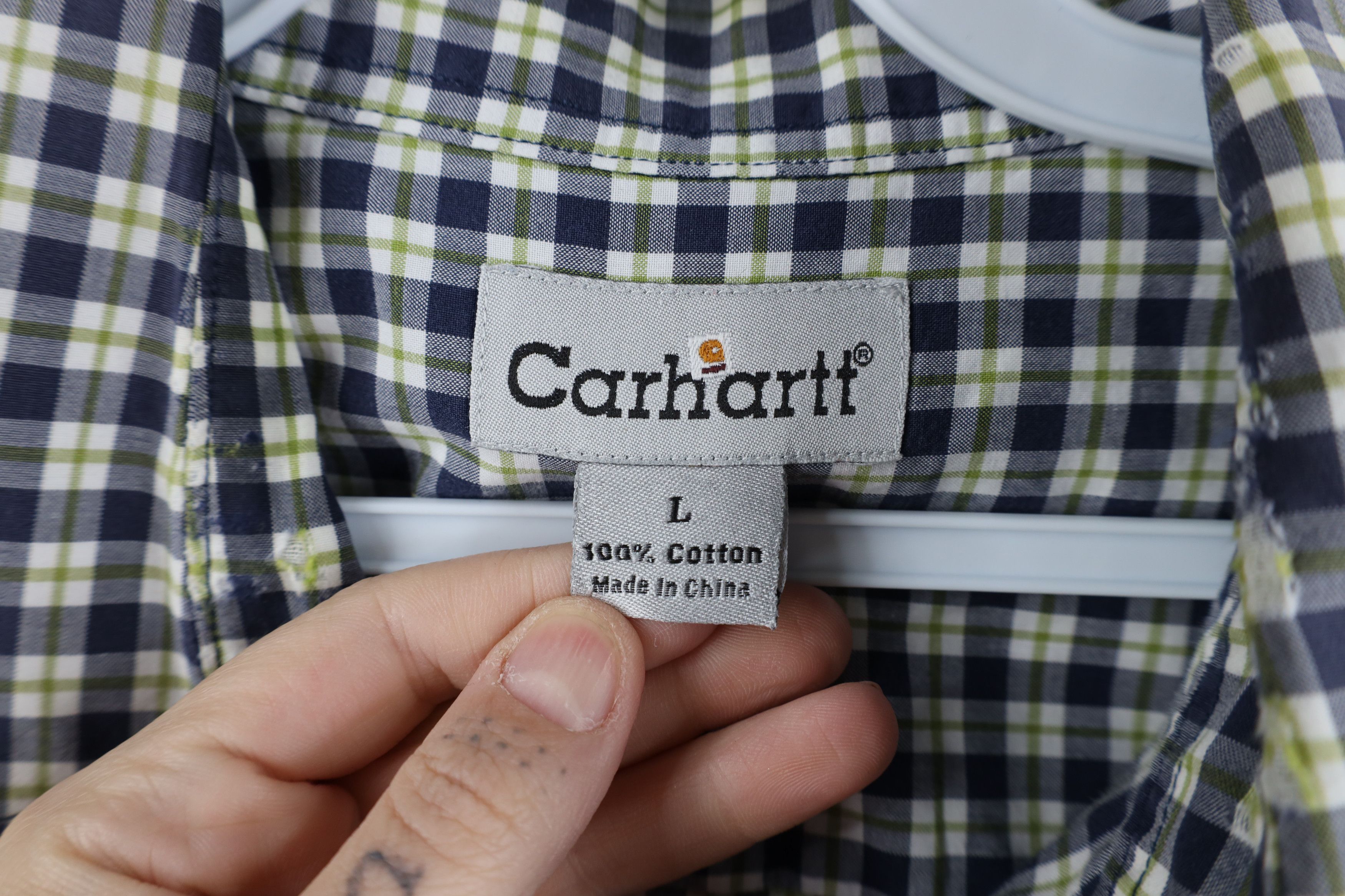 Carhartt × Vintage Vintage Carhartt Short Sleeve Collared Button Shirt Plaid Size US L / EU 52-54 / 3 - 12 Thumbnail