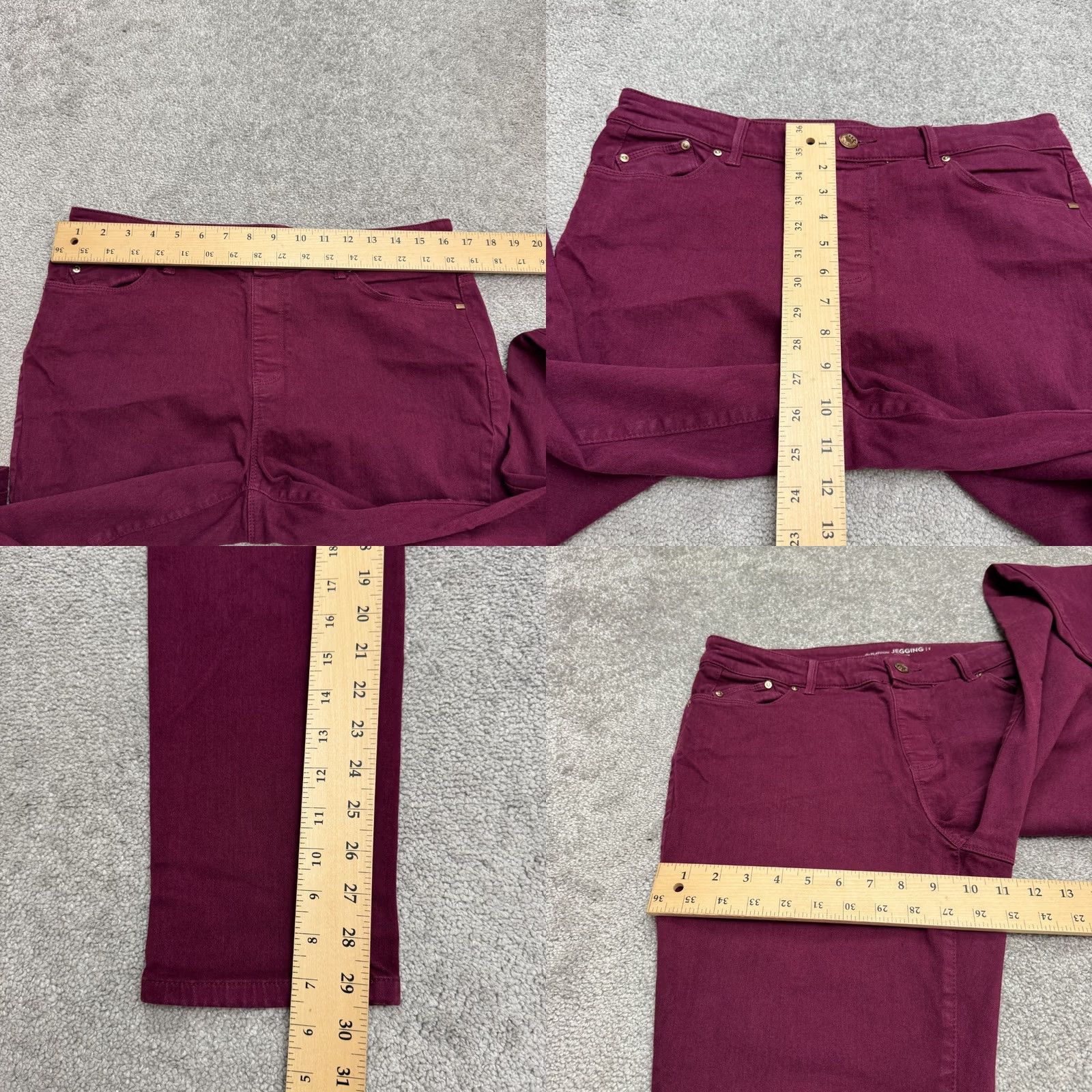 Vintage Chico's The Platinum Jegging Skinny Denim Jeans Women 1 Maroon High Rise Stretch Size 25" / US 0 / IT 36 - 9 Thumbnail