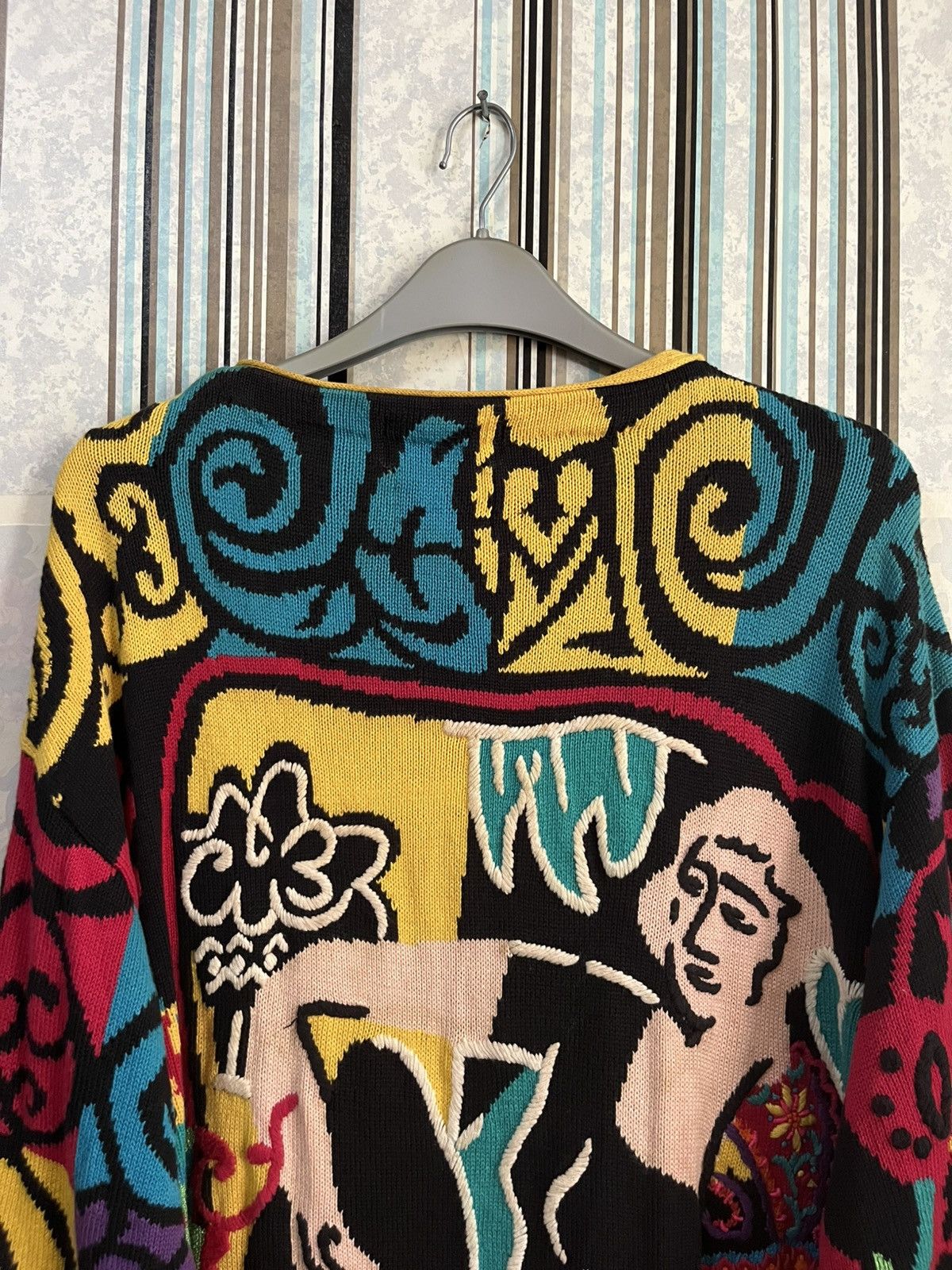Yoshiyuki Konishi 1990s hand knit bold abstract artwork #D1 Size US L / EU 52-54 / 3 - 3 Thumbnail