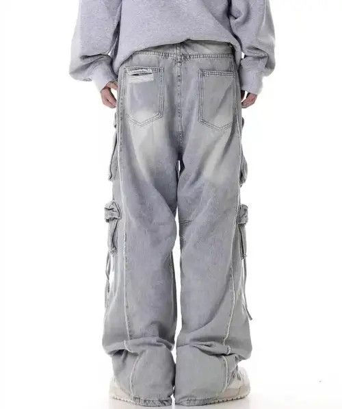 Japanese Brand × Jean Retro heavy industry beggar ripped workwear wide leg jeans Size US 32 / EU 48 - 2 Thumbnail