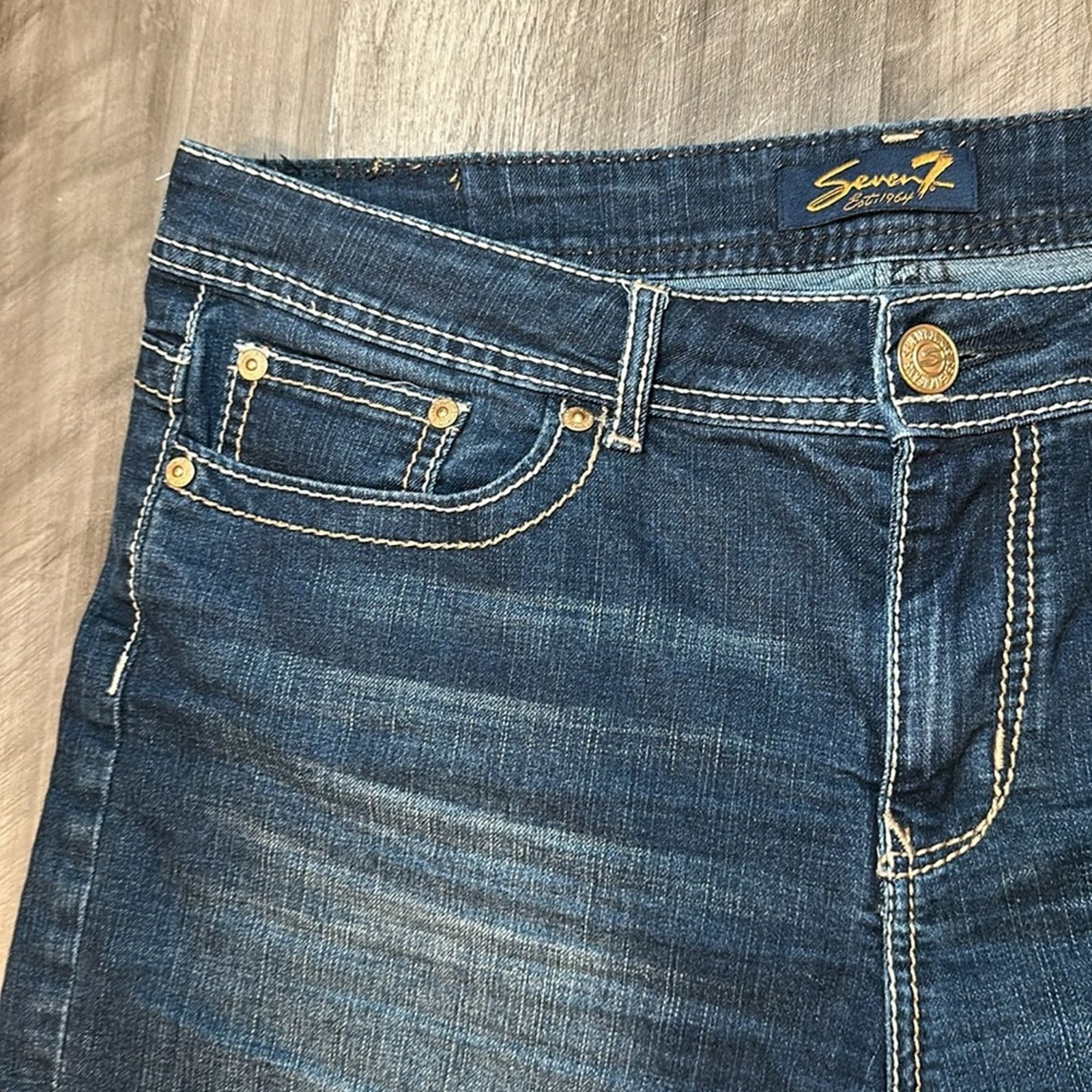 Seven 7 Seven7 Bermuda Stretch Denim Shorts - 14 Size 36" / US 14 / IT 50 - 4 Thumbnail