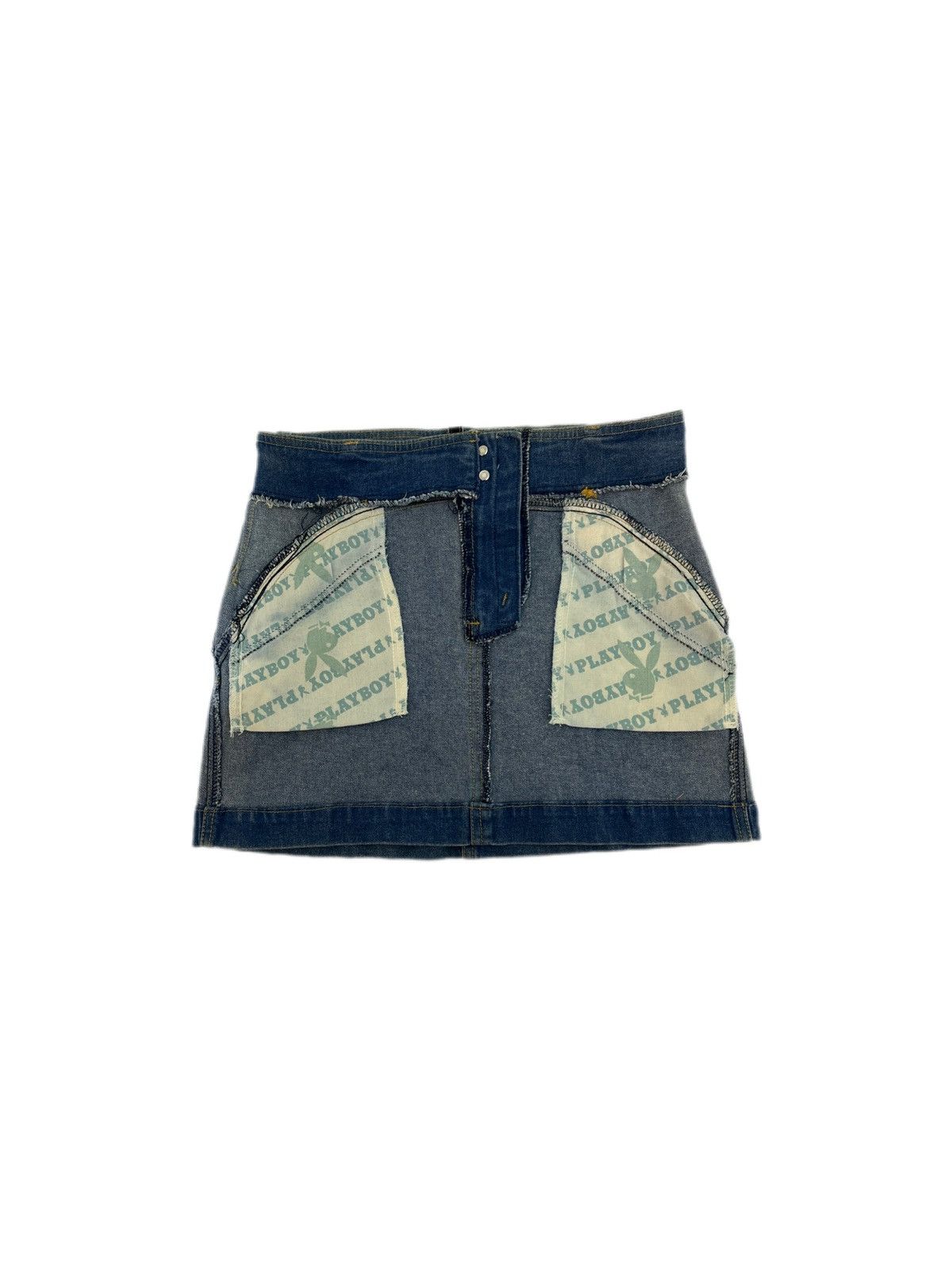 Playboy × Vintage Vintage Playboy Blue denim Mini Skirt Size 26" / US 2 / IT 38 - 4 Thumbnail