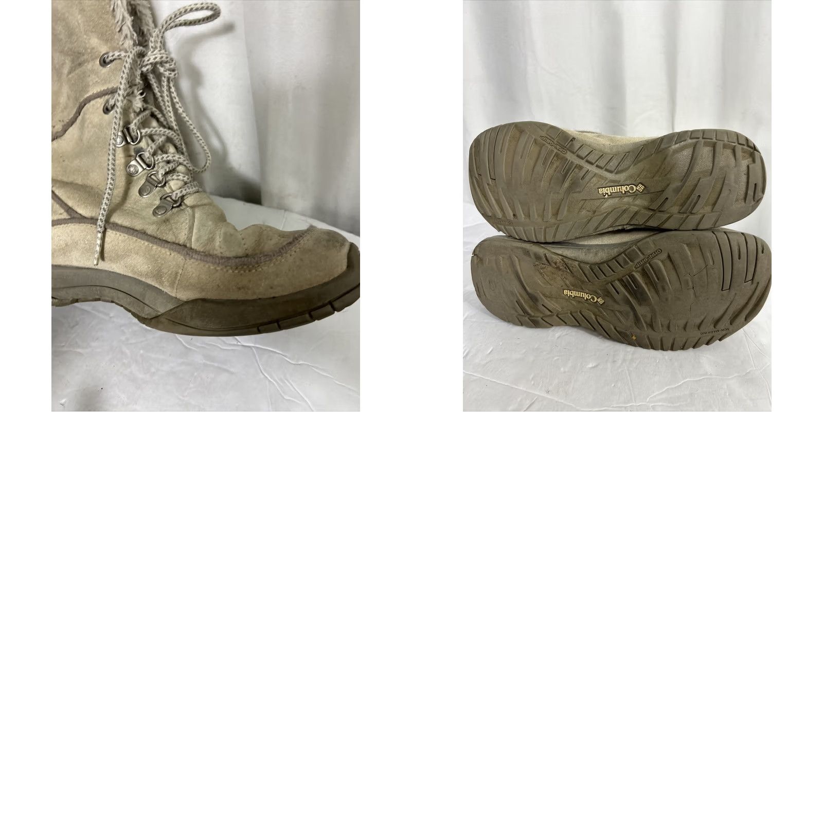 Vintage Columbia Women's Lavela II Suede Waterproof Winter Boots Thinsulate Ivory, Size US 9 / UK 7, Round Toe, Lace Up, Casual, Boot, M Width, Winter, Women Size US 7 / IT 37 - 11 Thumbnail