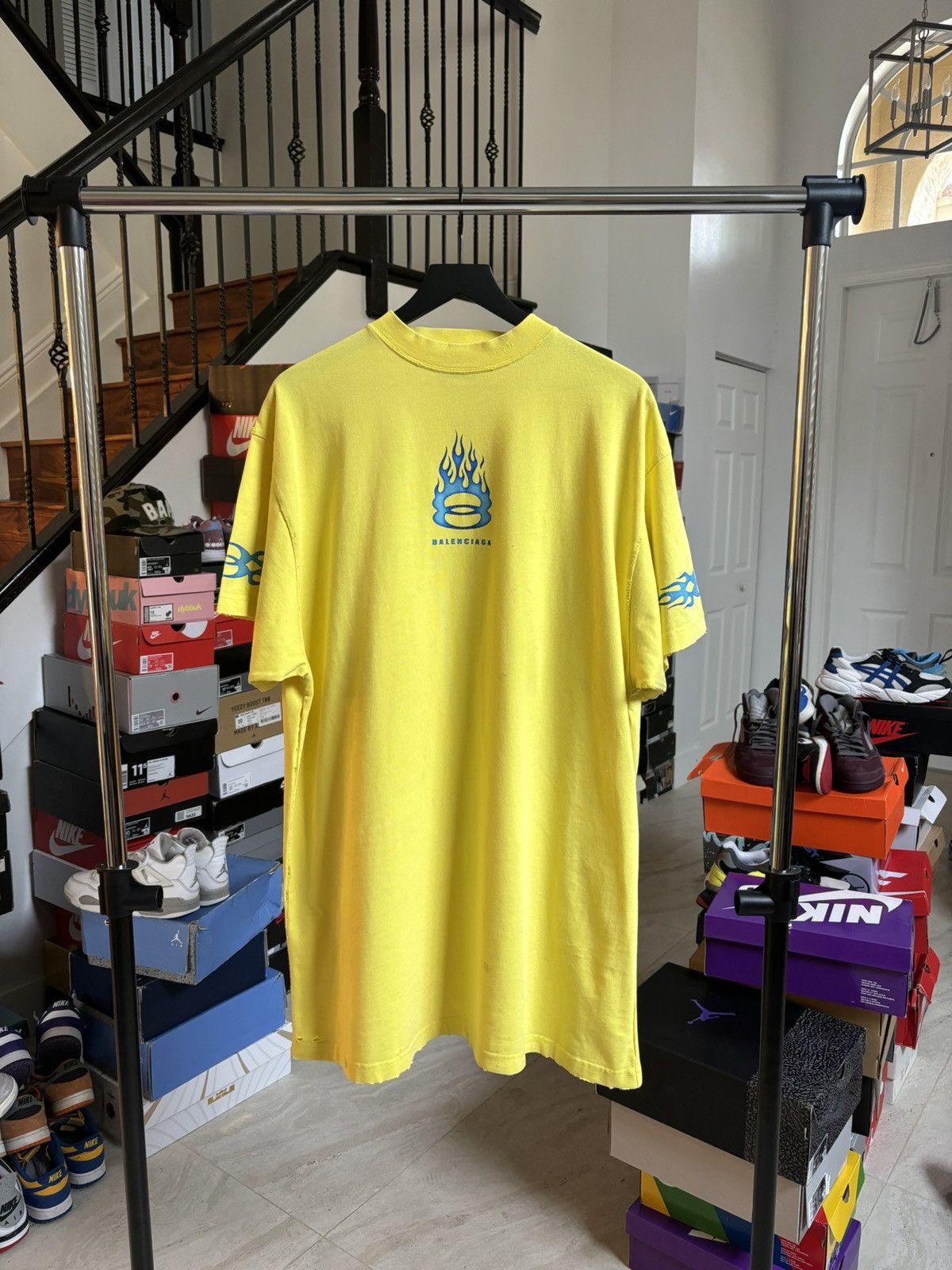 Balenciaga Balenciaga Yellow Burning Unity Tee - Size M | Grailed