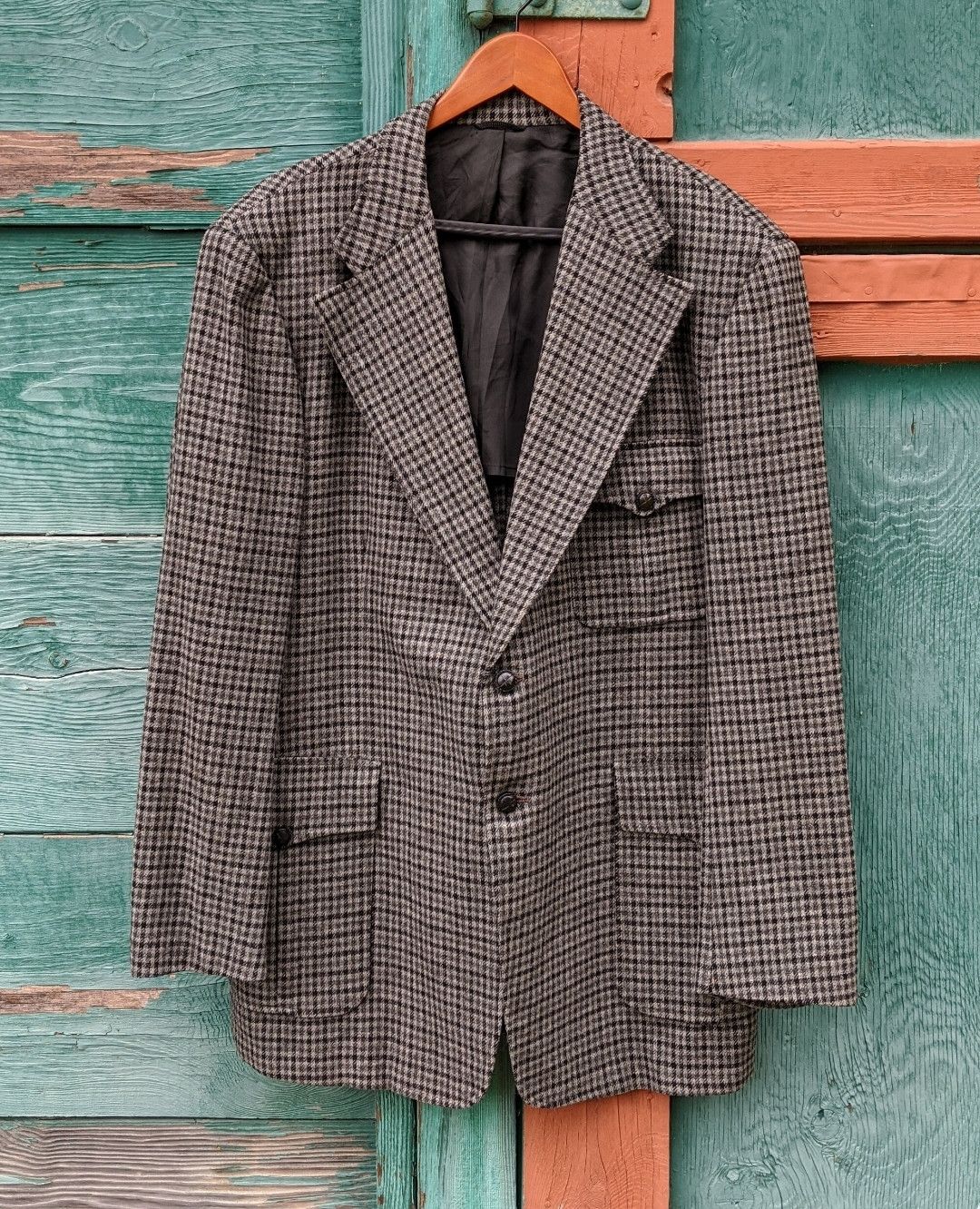 Other Vintage houndstooth hunting blazer with patch pockets Size 44L - 10 Thumbnail