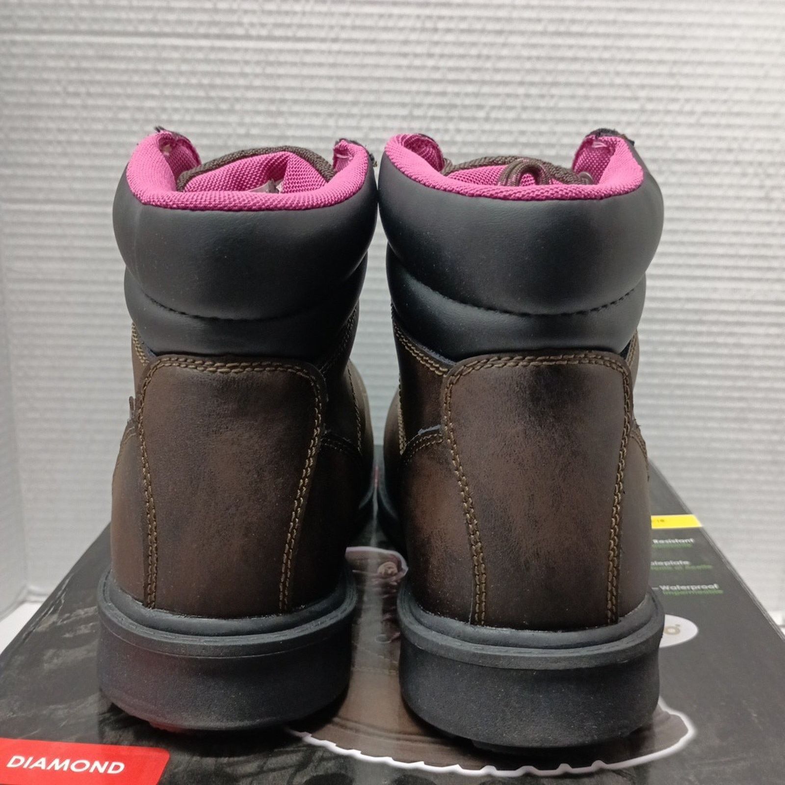 Other Brahma Work Boots Women's US 8 Brown Pink Safety Steel Toe Size US 8 / IT 38 - 4 Thumbnail