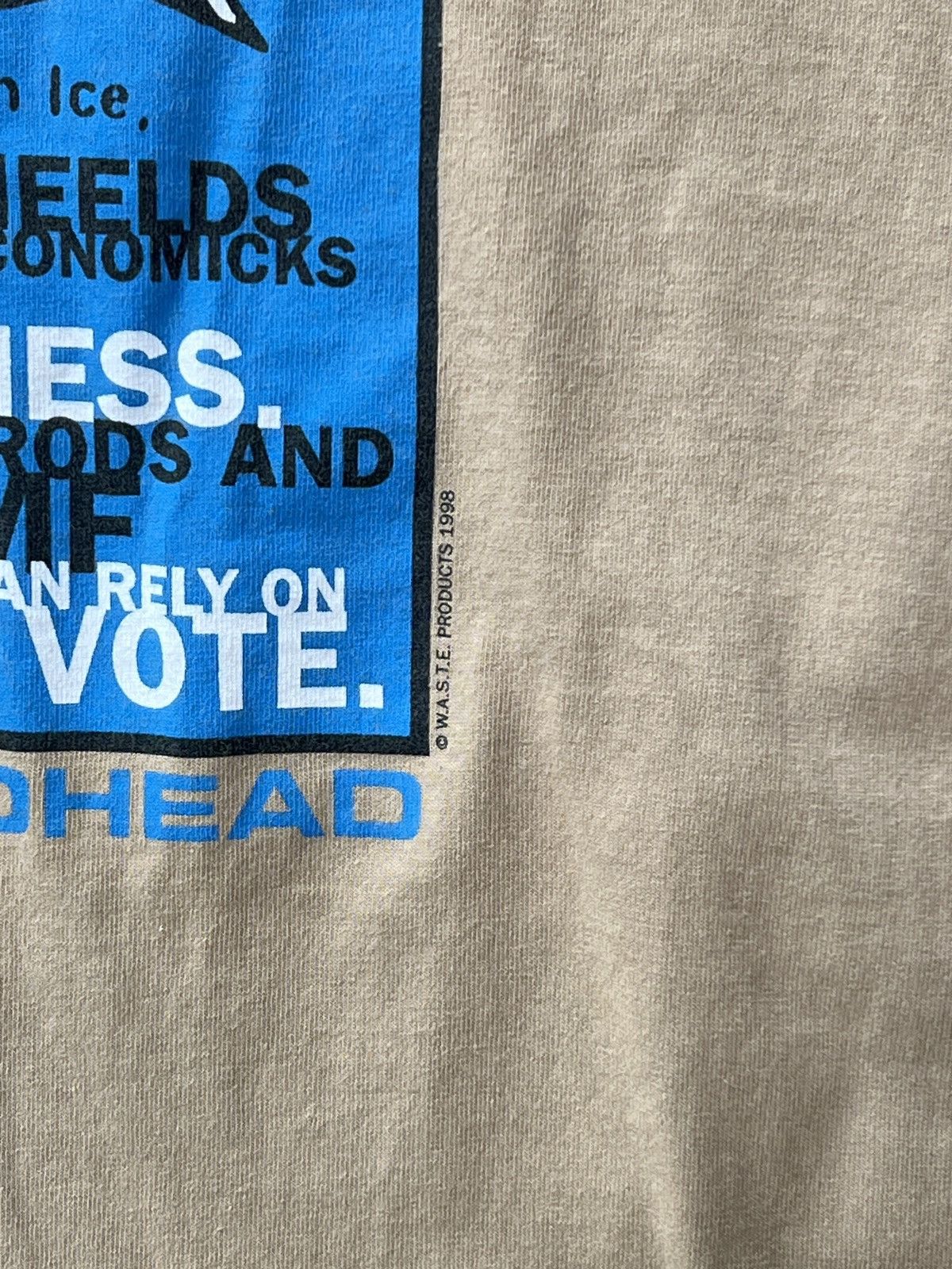 Band Tees Vintage 1998 Radiohead Thin Ice Riot W.A.S.T.E. Tee Large Size US L / EU 52-54 / 3 - 6 Thumbnail