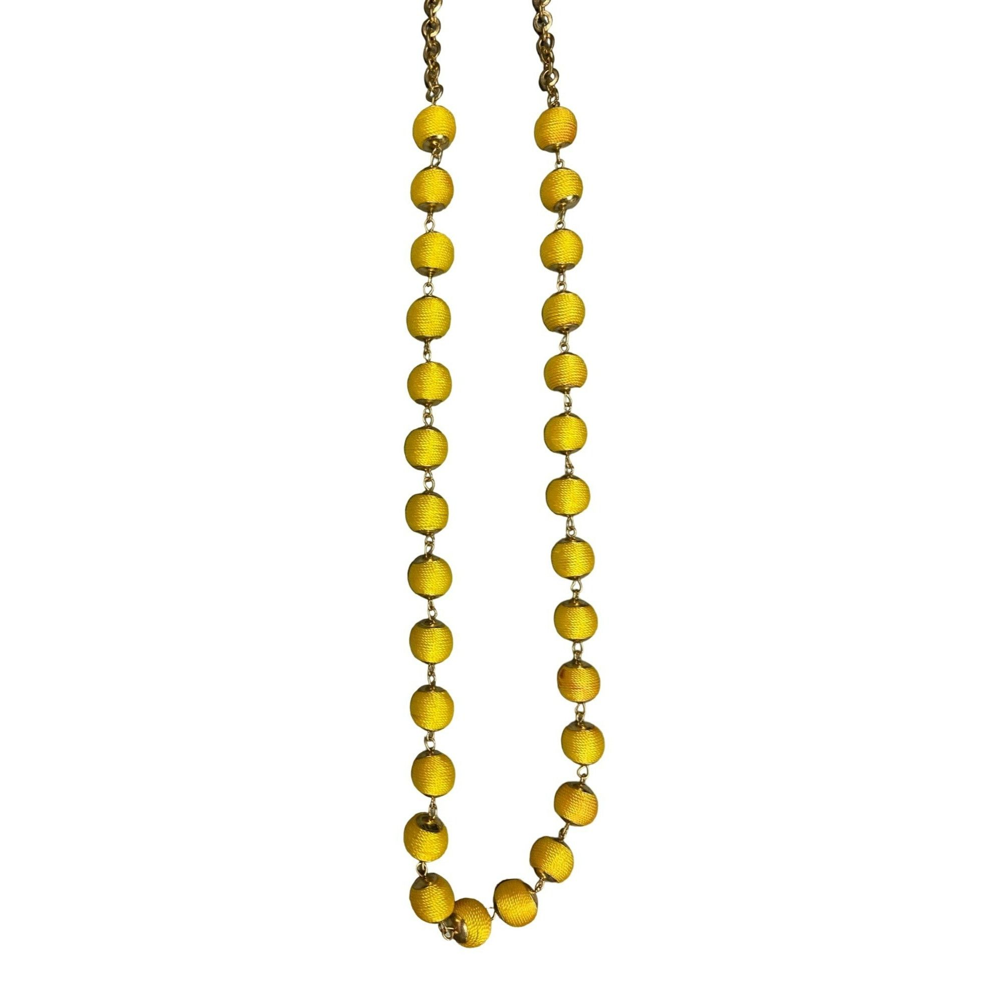 Other Vintage Gold Chain Necklace With Yellow Thread Wrapped Beade Size ONE SIZE - 2 Thumbnail
