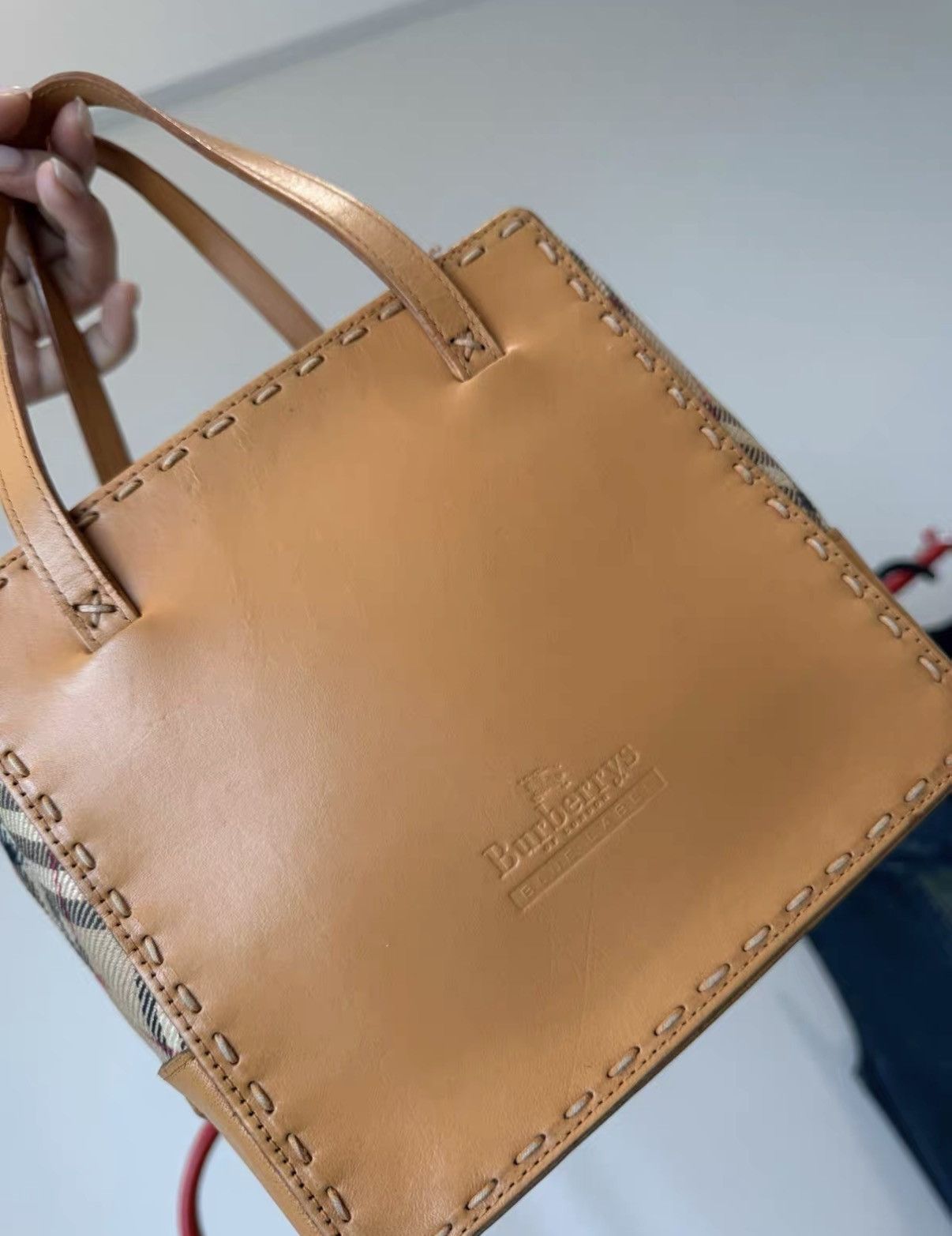 Burberry Burberrys Vintage Canvas & Leather Box Handbag J36 Size ONE SIZE - 4 Thumbnail