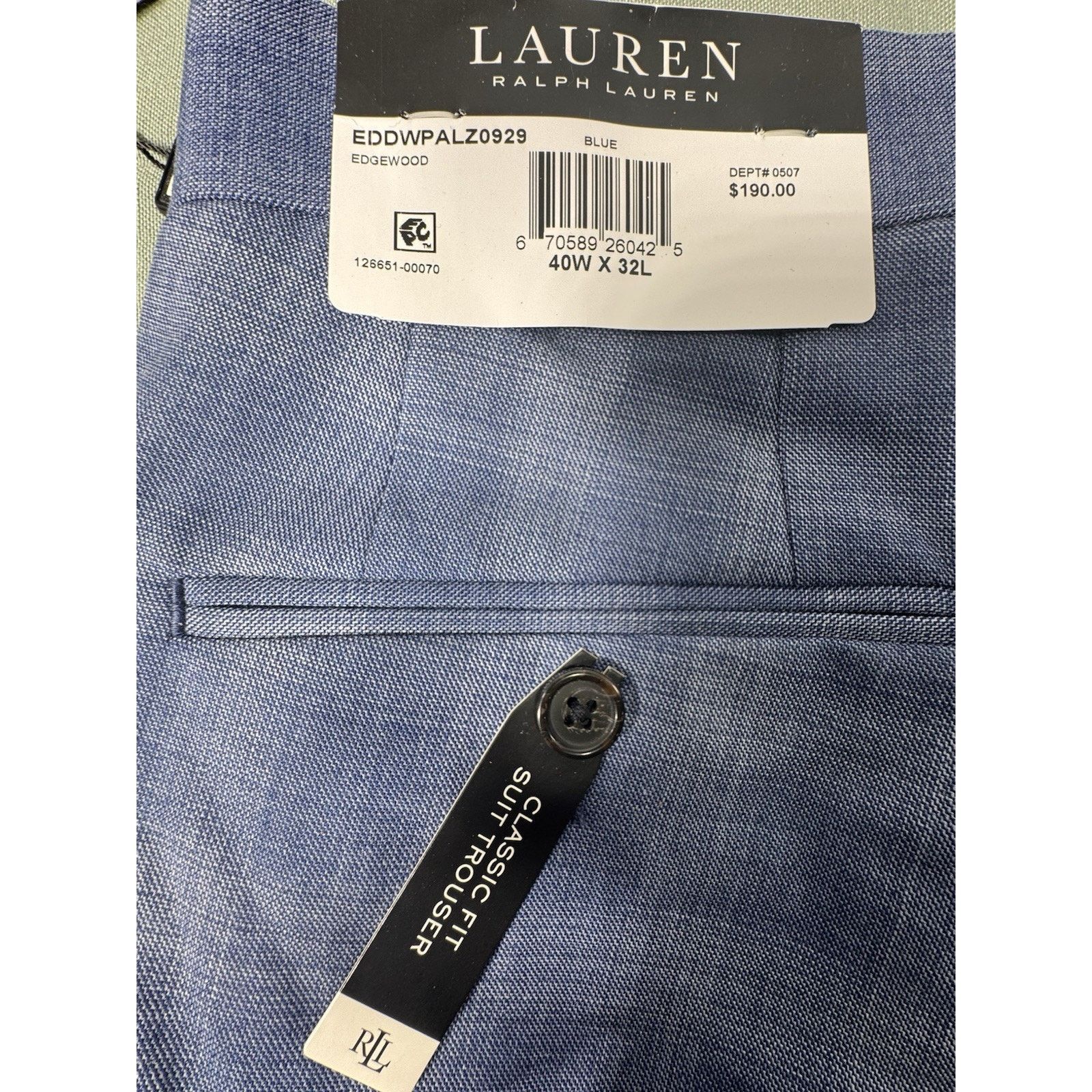 Lauren Ralph Lauren Lauren Ralph Lauren Mens Classic Fit Suit Pants 40x32 Blue Size US 40 / EU 56 - 5 Thumbnail