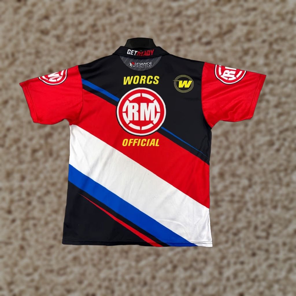 Vintage VINTAGE Worcs Racing Mens Jersey Shirt L Red Black Blue USA 90s Tees Logo Embroidered Size US L / EU 52-54 / 3 - 1 Thumbnail