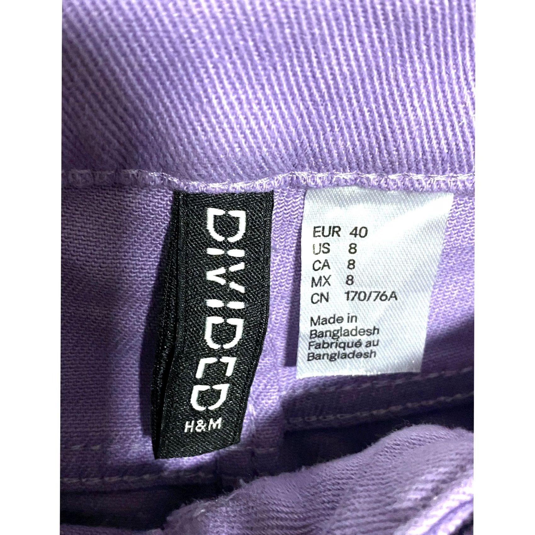 H&M Jeans Womens 8 Purple Pastel Flare Low Waist Denim Stretch Spring Boho NWT Size 30" / US 8 / IT 44 - 6 Thumbnail