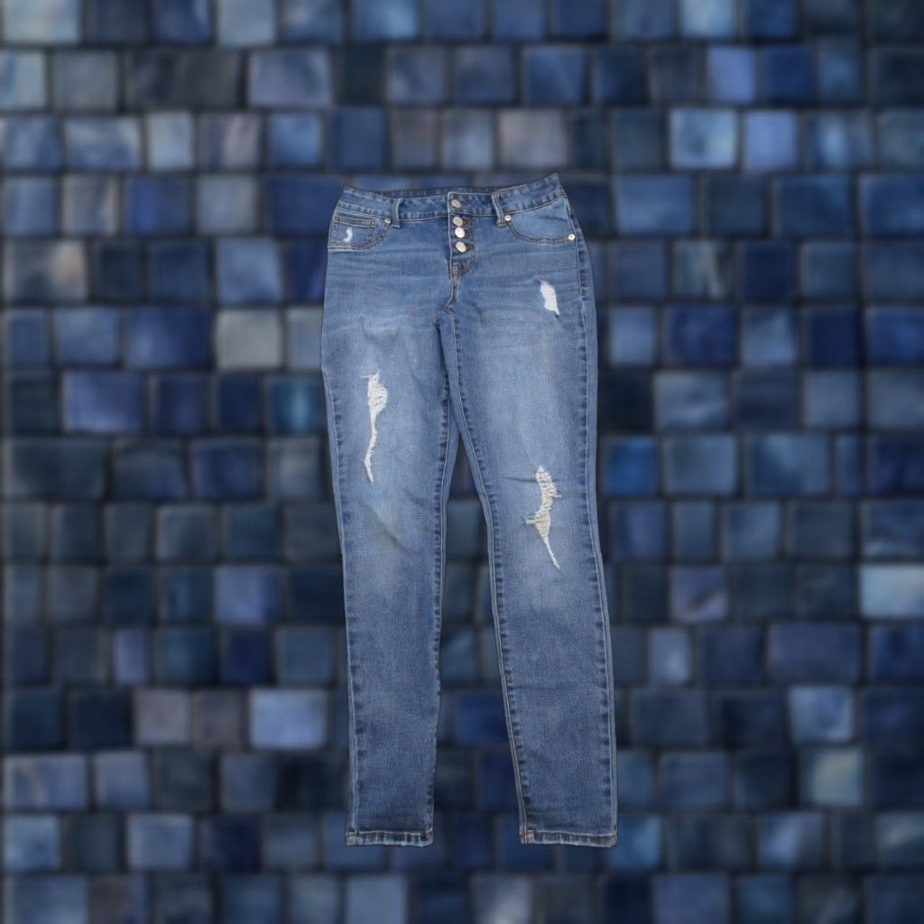 Vintage Maurices Jeans Women's Size S/R Button Fly Stretch Distressed Blue Denim Read Size 28" / US 6 / IT 42 - 1 Thumbnail