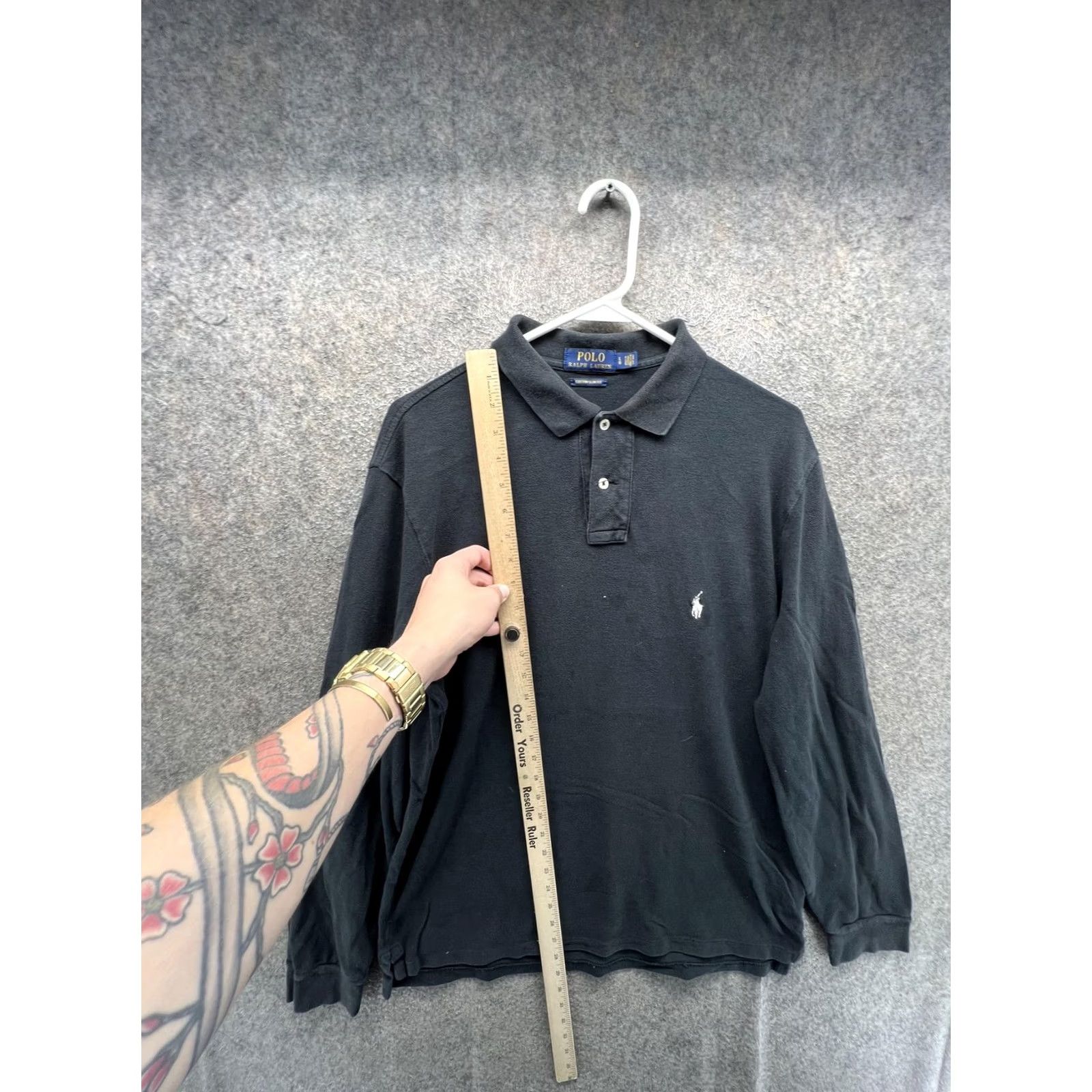 Polo Ralph Lauren VINTAGE Polo Ralph Lauren Polo Shirt Mens L Black Long Sleeve Custom Slim Rugby Shirt Size US L / EU 52-54 / 3 - 3 Thumbnail