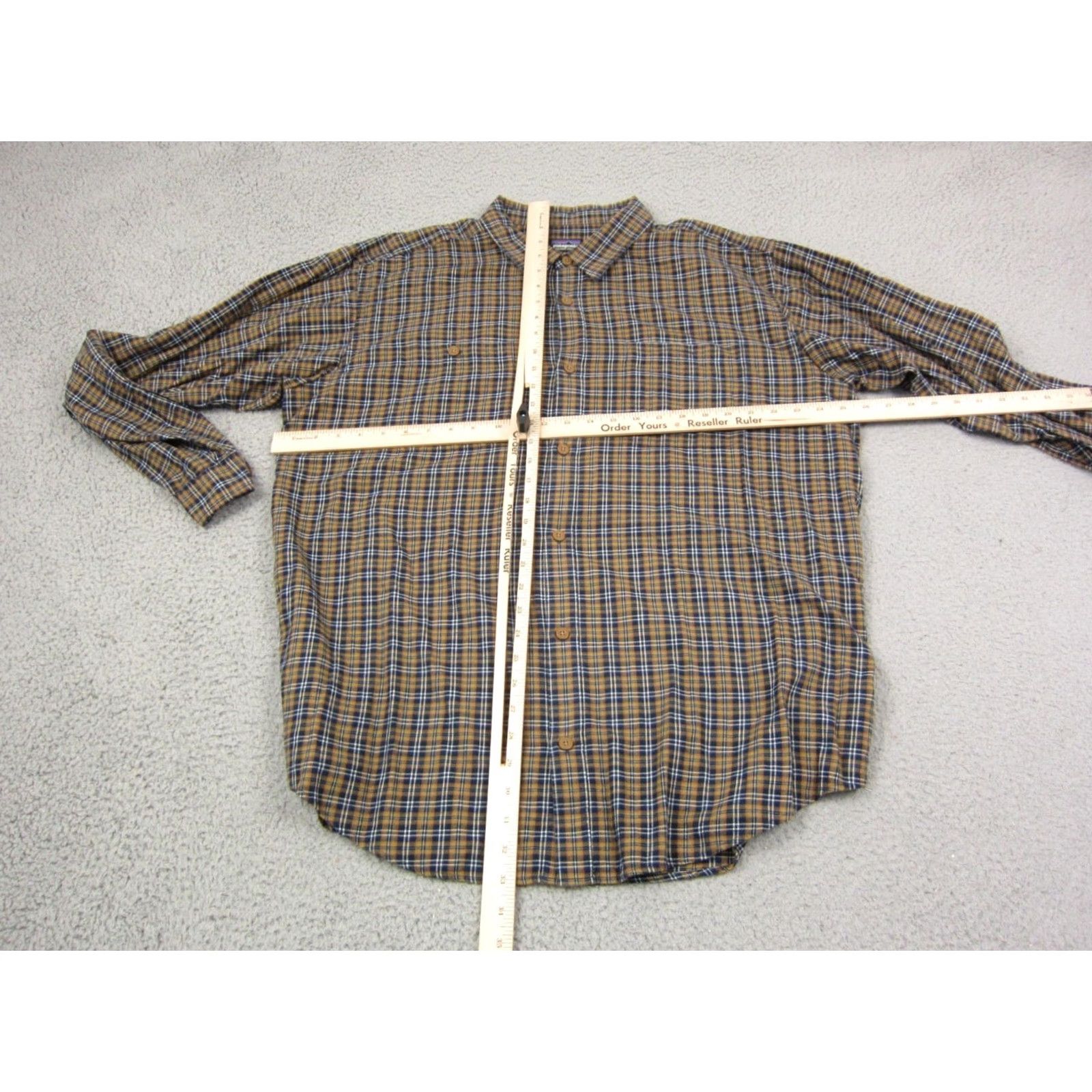 Patagonia Patagonia Shirt XL Blue Yellow Check Organic Cotton Mens Short Sleeve Button-Up Collared Size US XL / EU 56 / 4 - 6 Thumbnail