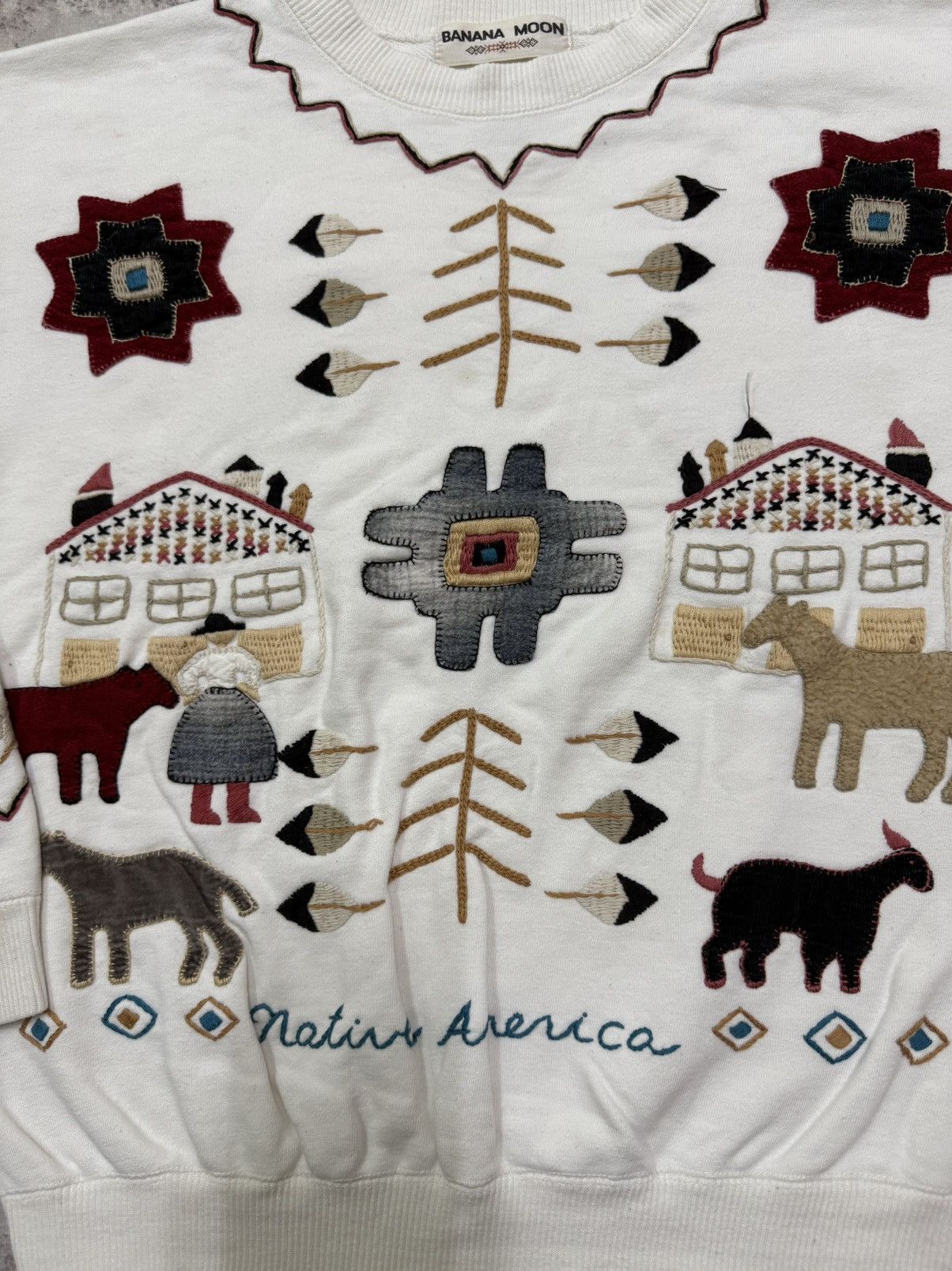 Native Vintage Banana Moon Native American Cropped Sweatshirt Size M / US 6-8 / IT 42-44 - 4 Thumbnail
