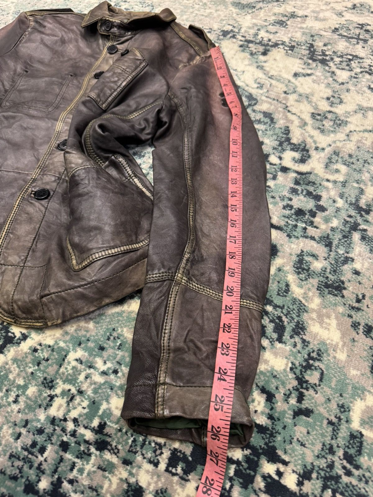 Diesel DIESEL DISTRESSED PATTEN LAMBSKIN BIKER LEATHER JACKET Size US M / EU 48-50 / 2 - 4 Thumbnail