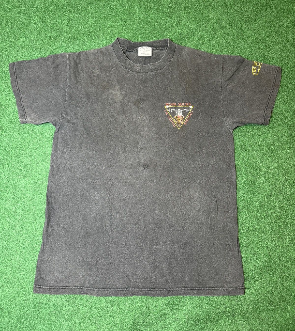 Harley Davidson × Vintage Vintage 90s Biker Work Sucks Going Riding 1999 Faded T Shirt Size US L / EU 52-54 / 3 - 3 Thumbnail