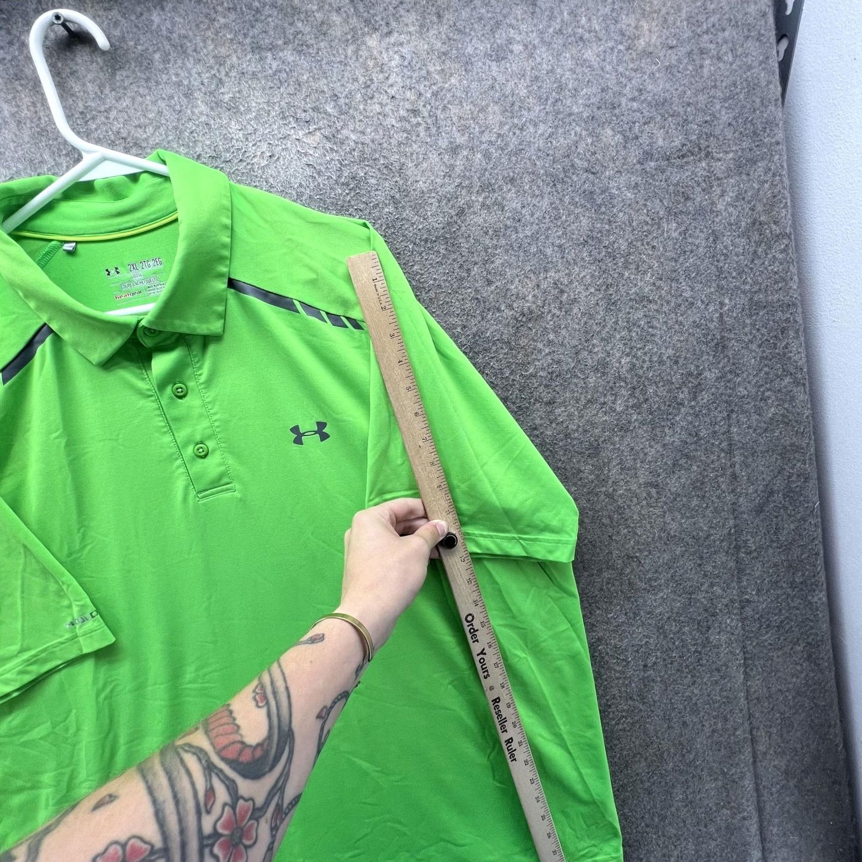 Under Armour Under Armour HeatGear Polo Shirt Mens 2XL Green Solid Golf Performance Short Sleeve Relaxed Fit Shirt Mens 2XL Green HeatGear Polo Size US XXL / EU 58 / 5 - 7 Thumbnail