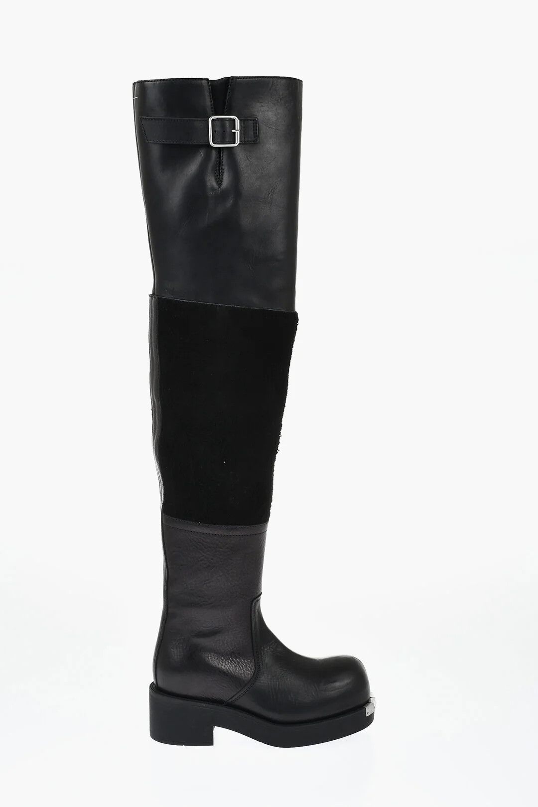 Maison Margiela og1mm0426 Leather Over-The-Knee Boots in Black Size US 8 / IT 38 - 1 Thumbnail