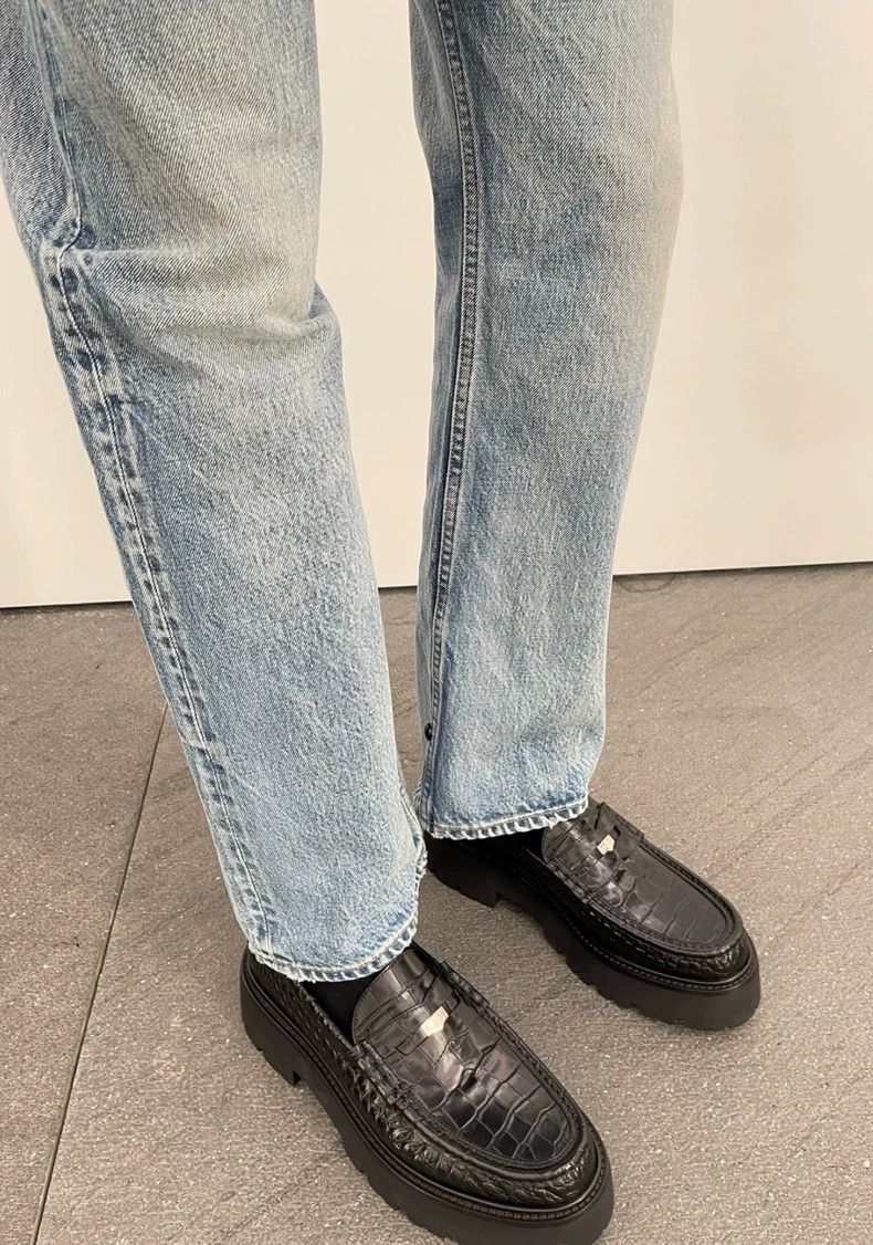 Celine Celine Crocodile-embossed Arc de Triomphe loafers shoes 250 Size US 10 / EU 43 - 4 Thumbnail