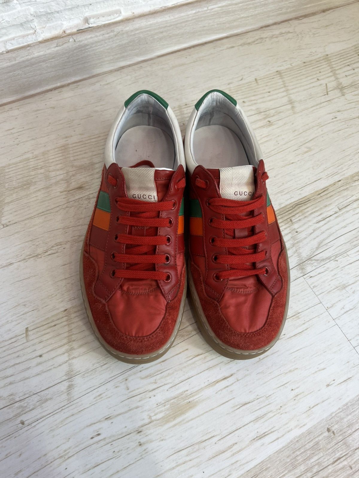Gucci Gucci Red Suede Nylon Sneakers 494761 Size 38.5 / US 8.5 Size US 8.5 / IT 38.5 - 4 Thumbnail