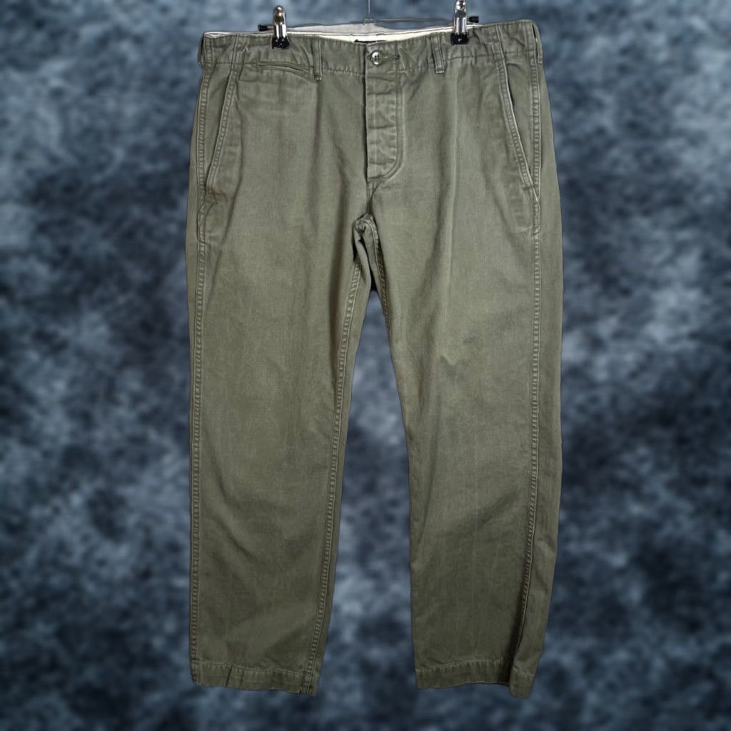 Stevenson Overall Co. Stevenson Overall Co. Mens Chino Pants Straight Leg 36 Olive Green Cotton Vintage No N/A Size US 36 / EU 52 - 1 Thumbnail