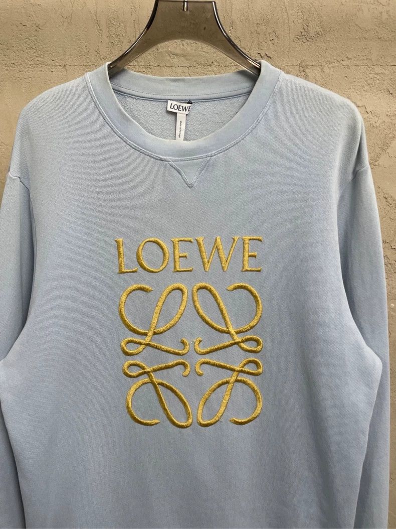 Loewe LOEWE Smog blue embroidery gold Logo round neck hoodie Size L / US 10 / IT 46 - 3 Thumbnail