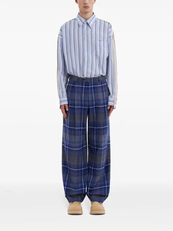 Marni o1w1db11125 Plaid Tapered Trousers in Blue Size US 32 / EU 48 - 3 Thumbnail