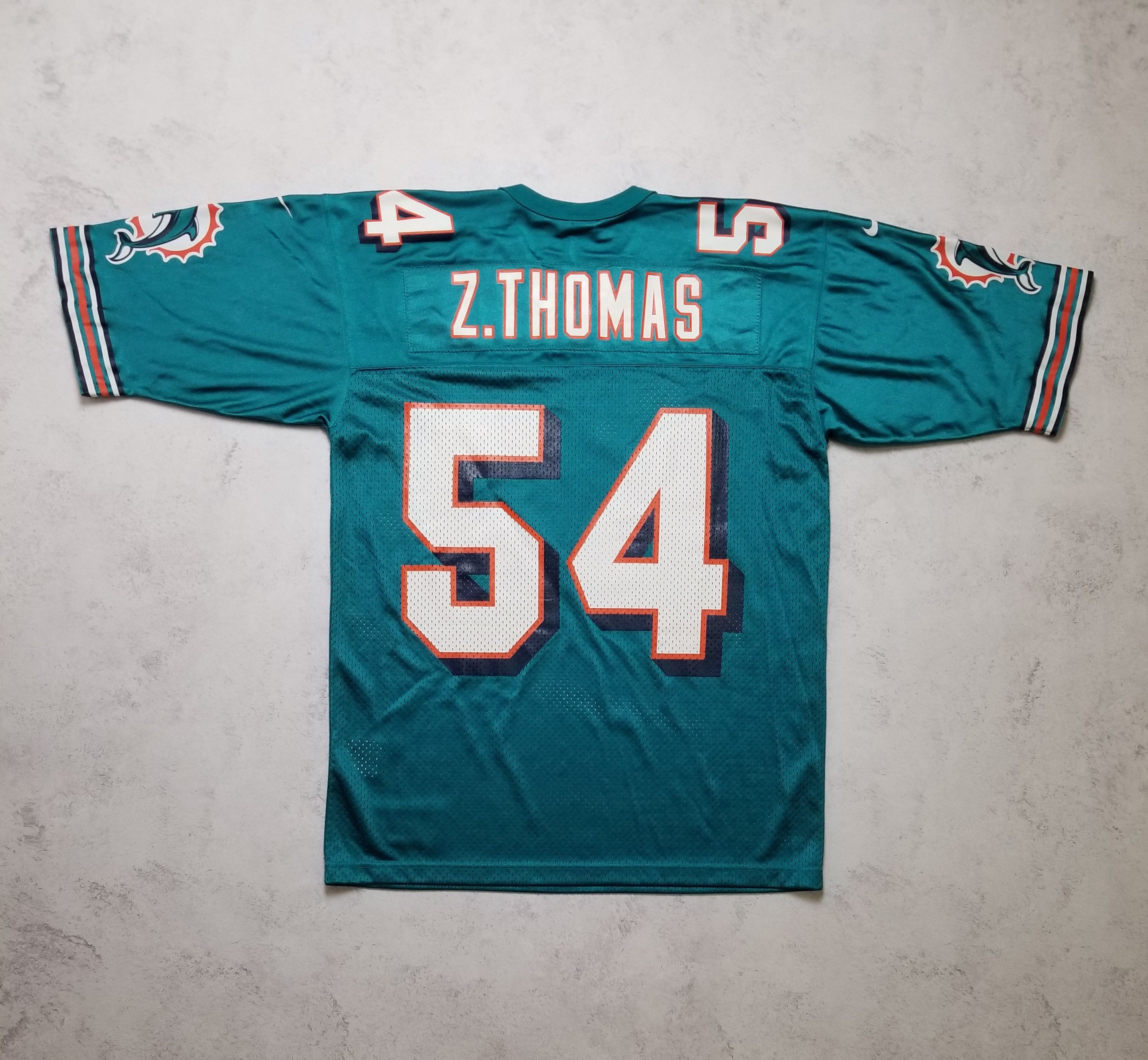 Nike VTG 90s Nike Zach Thomas Miami Dolphins NFL Teal Aqua Jersey Size US M / EU 48-50 / 2 - 1 Thumbnail