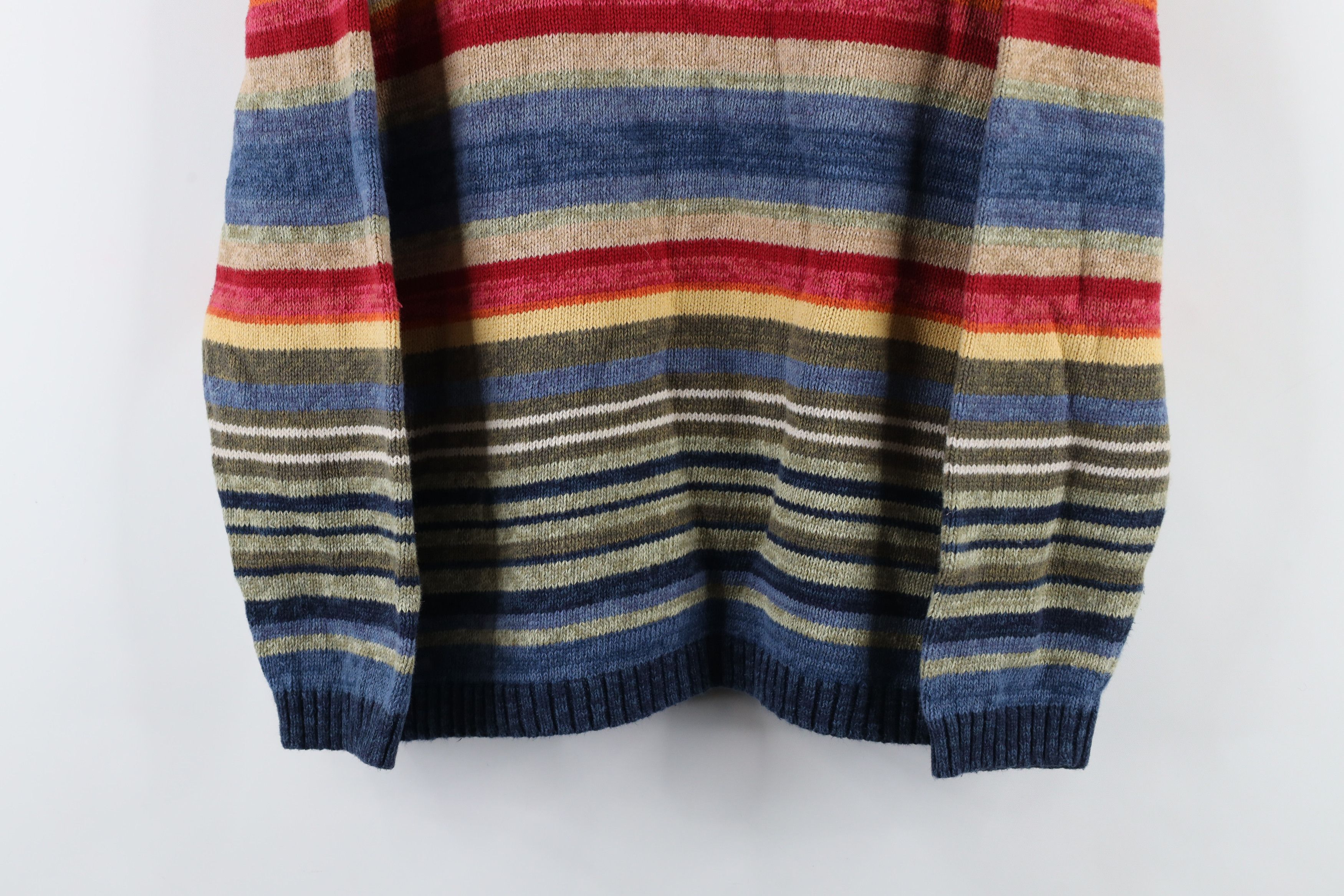 Vintage Vintage Y2K 2003 Streetwear Striped Knit Turtleneck Sweater Size L / US 10 / IT 46 - 3 Thumbnail