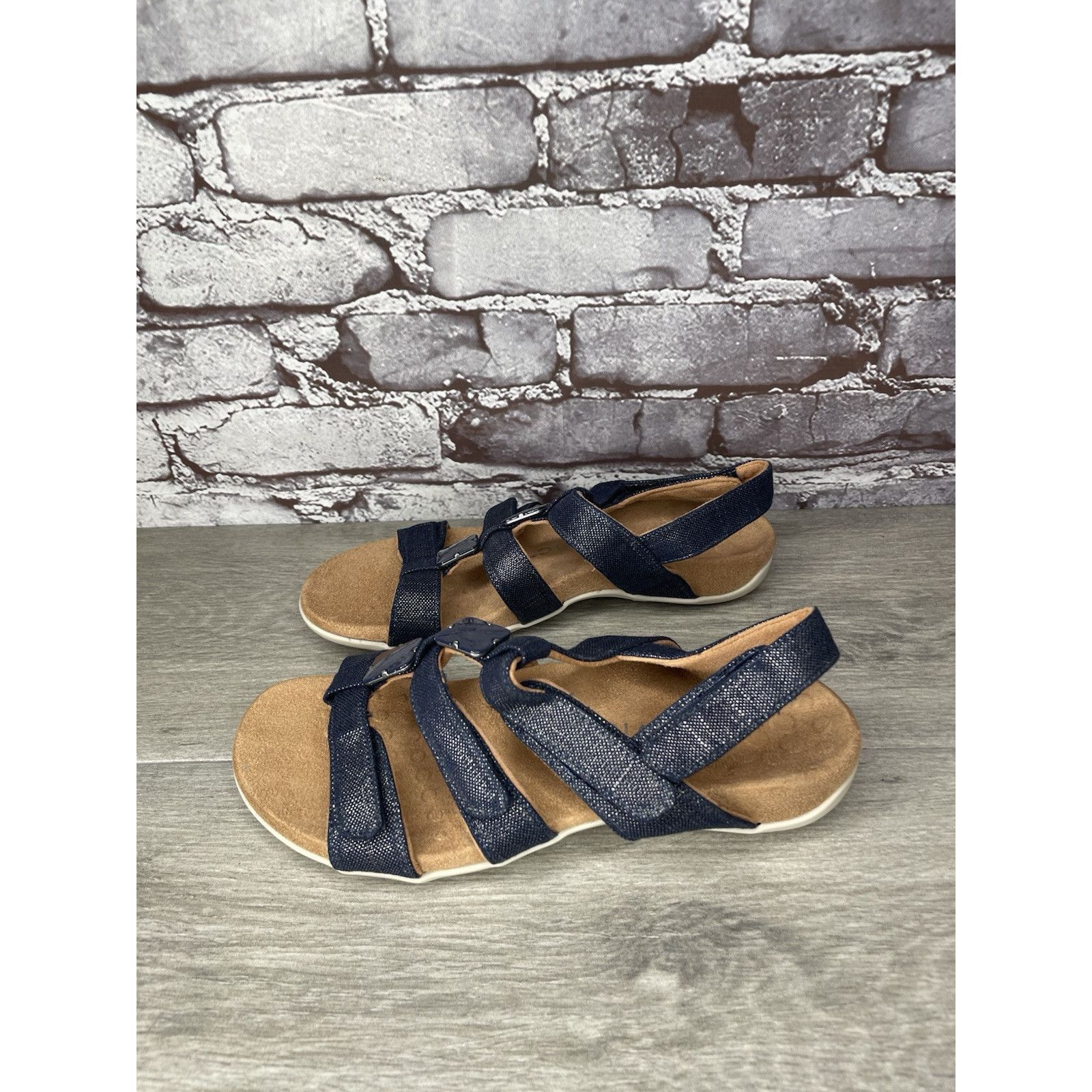 Etonic Vionic Amber Navy Blue Synthetic Adjustable Strappy Sandals Size US 7 / IT 37 - 6 Thumbnail