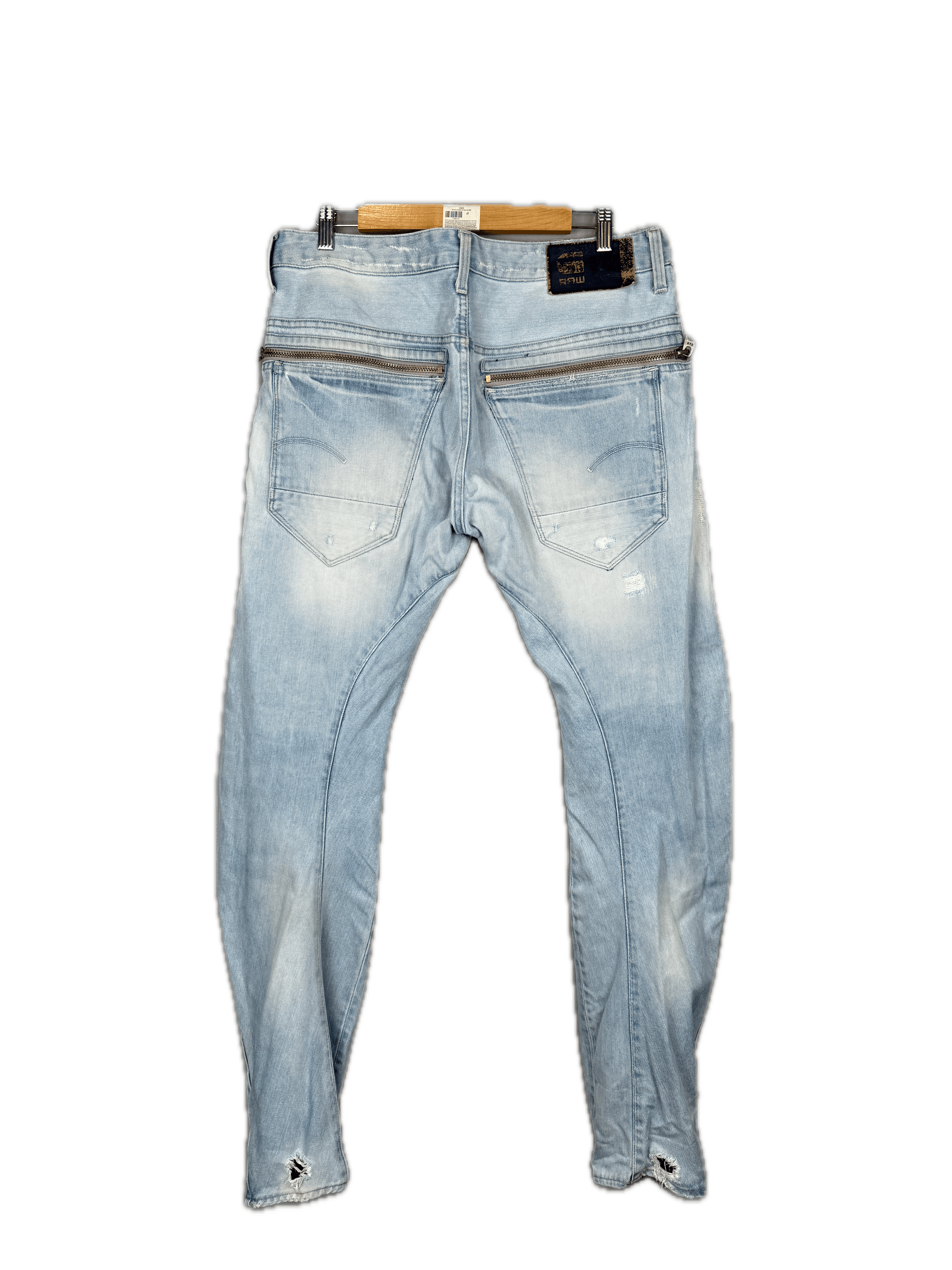 G-Star G-Star Raw Denim Jeans Arc Zip 3D Slim Blue Distressed Denim Size US 34 / EU 50 - 1 Thumbnail